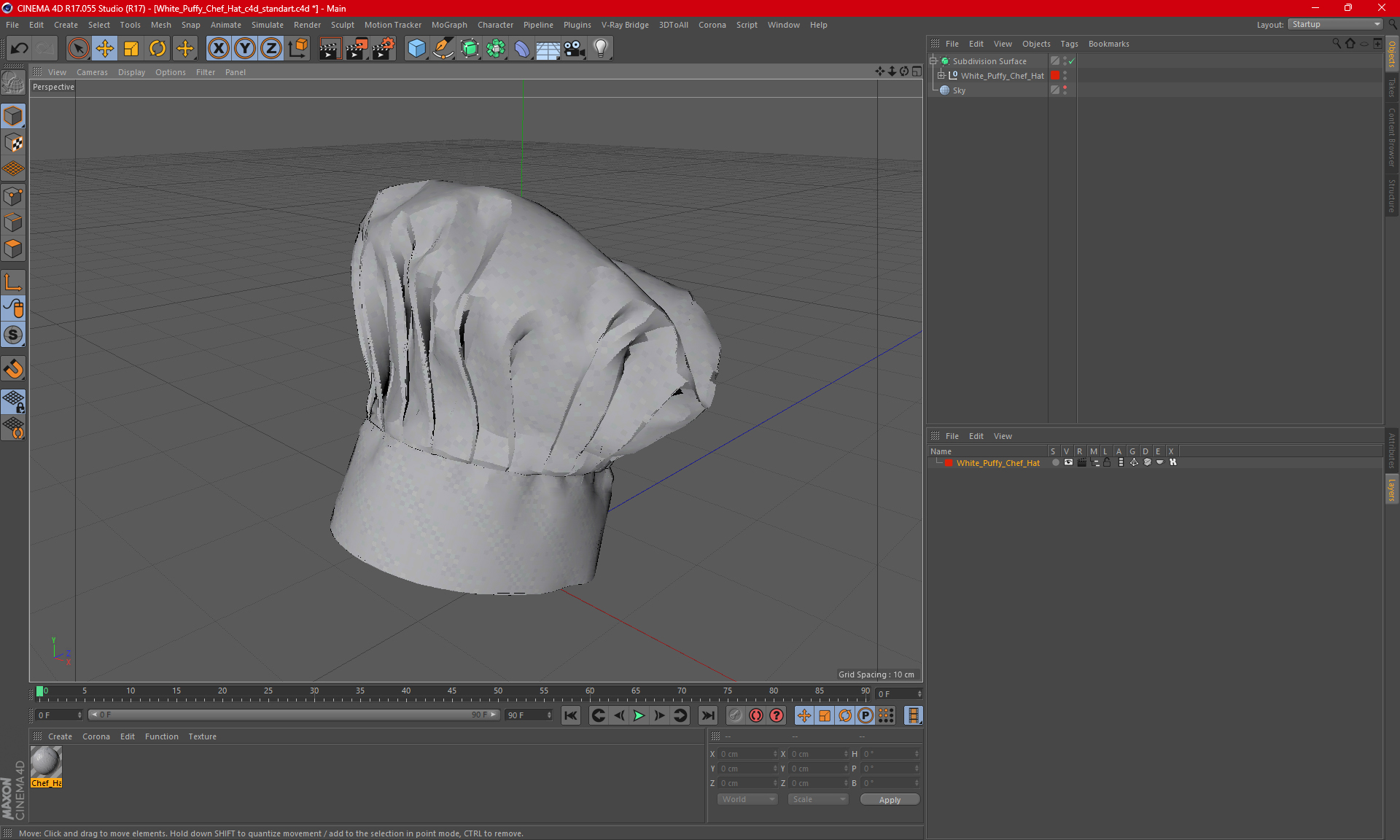 3D model White Puffy Chef Hat