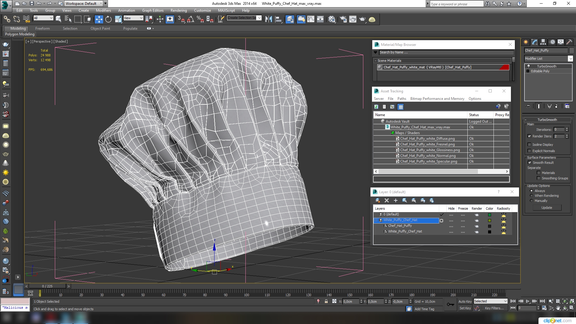 3D model White Puffy Chef Hat