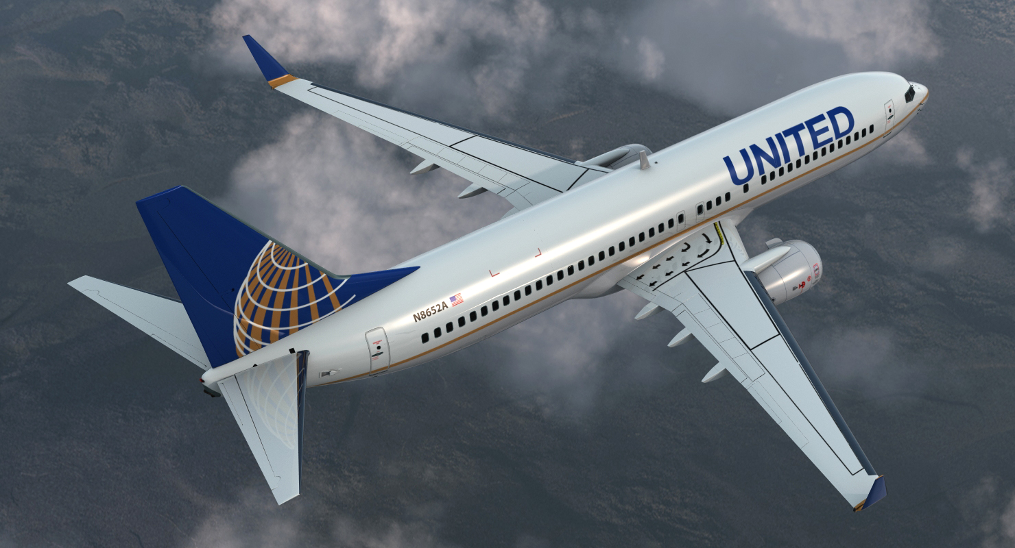 Boeing 737 800 United Airlines Rigged 3D