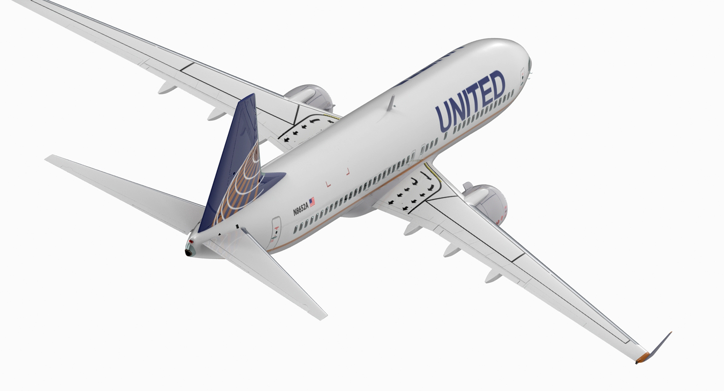 Boeing 737 800 United Airlines Rigged 3D