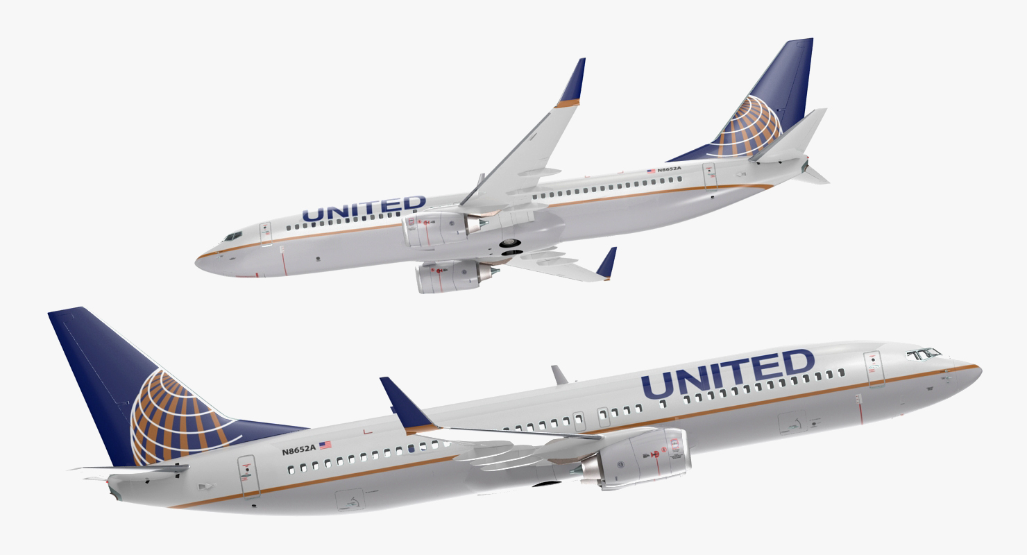 Boeing 737 800 United Airlines Rigged 3D