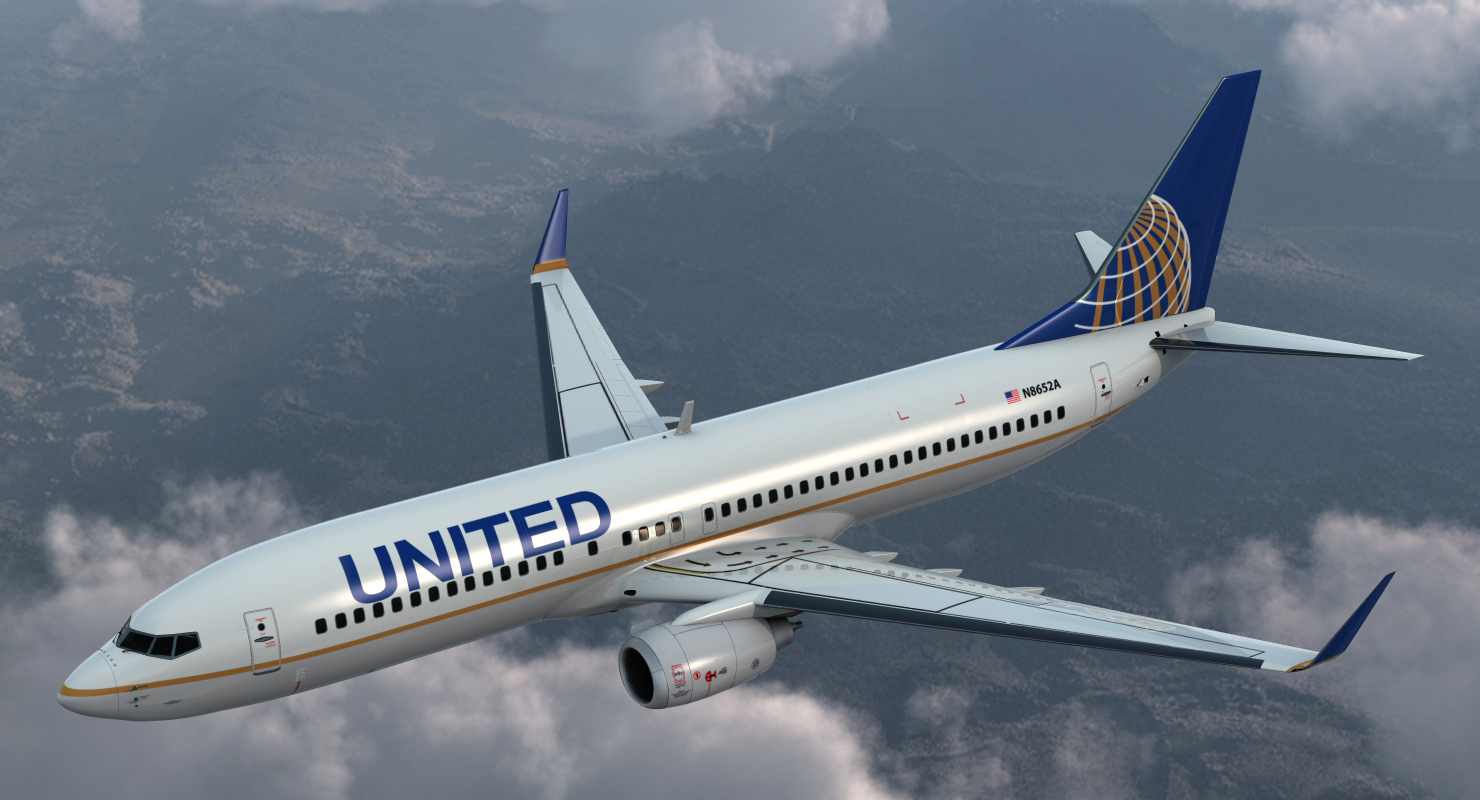 Boeing 737 800 United Airlines Rigged 3D