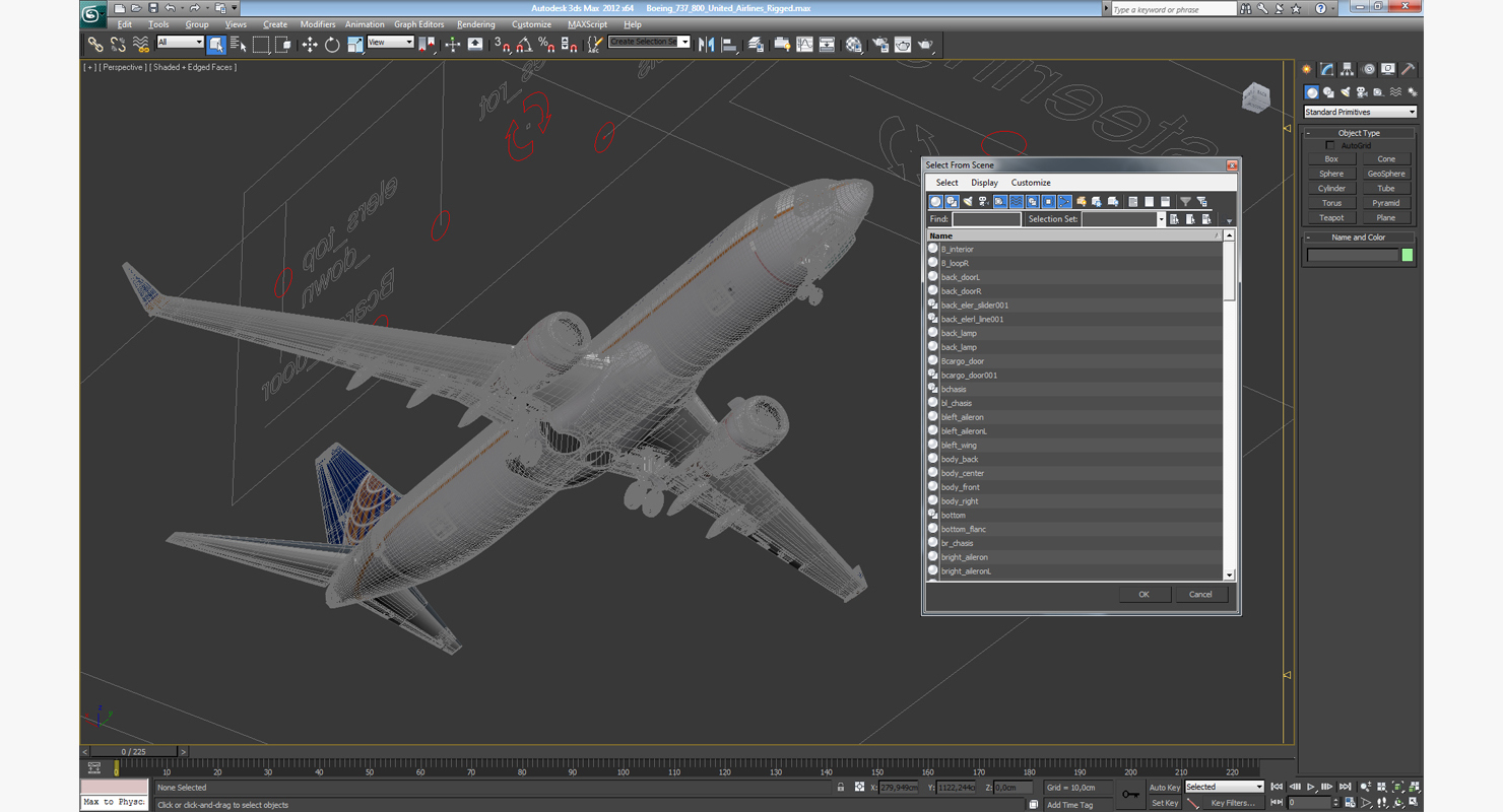 Boeing 737 800 United Airlines Rigged 3D