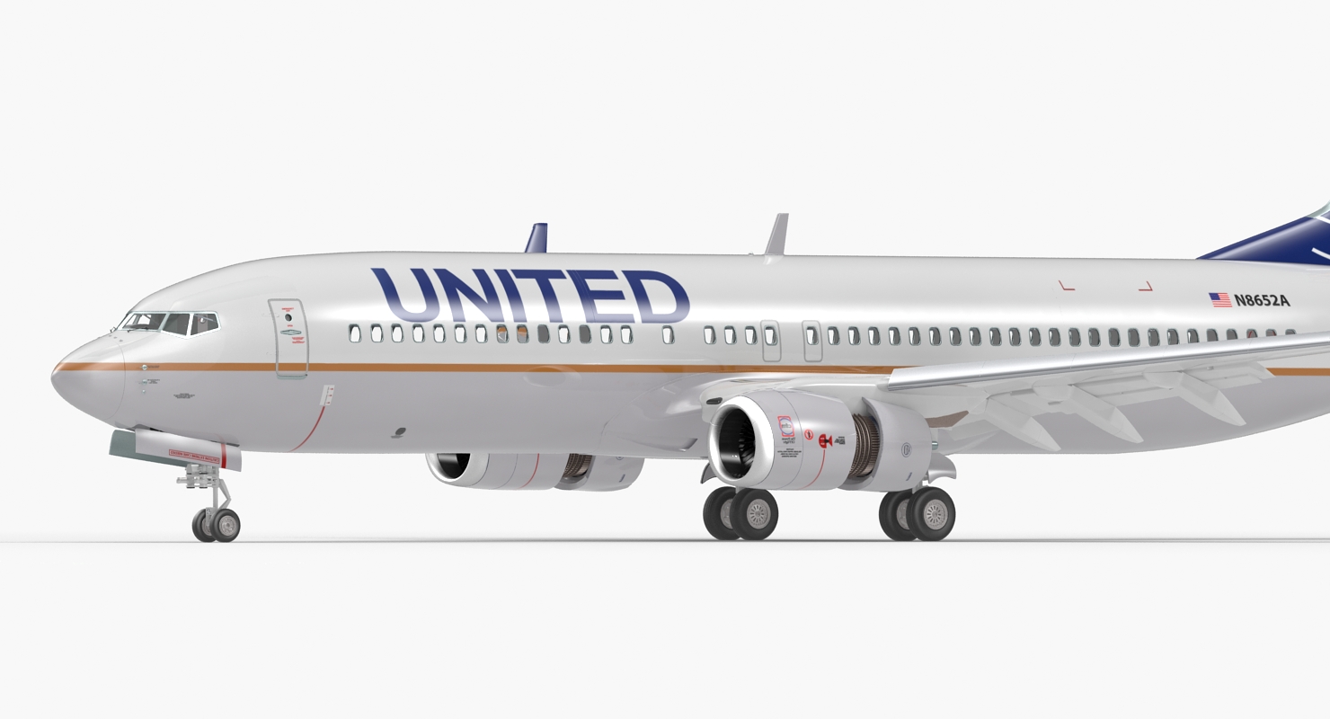 Boeing 737 800 United Airlines Rigged 3D