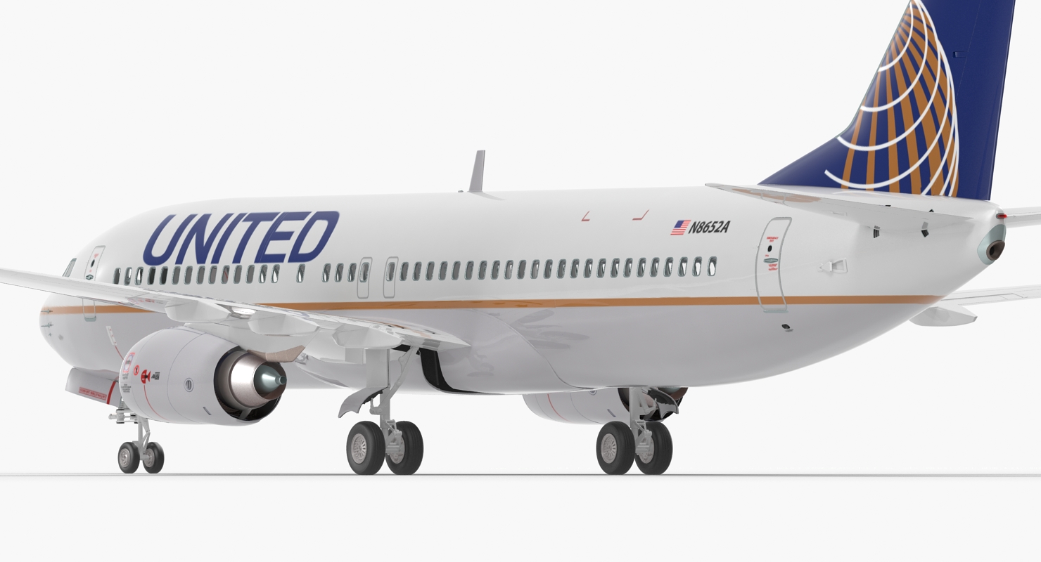 Boeing 737 800 United Airlines Rigged 3D