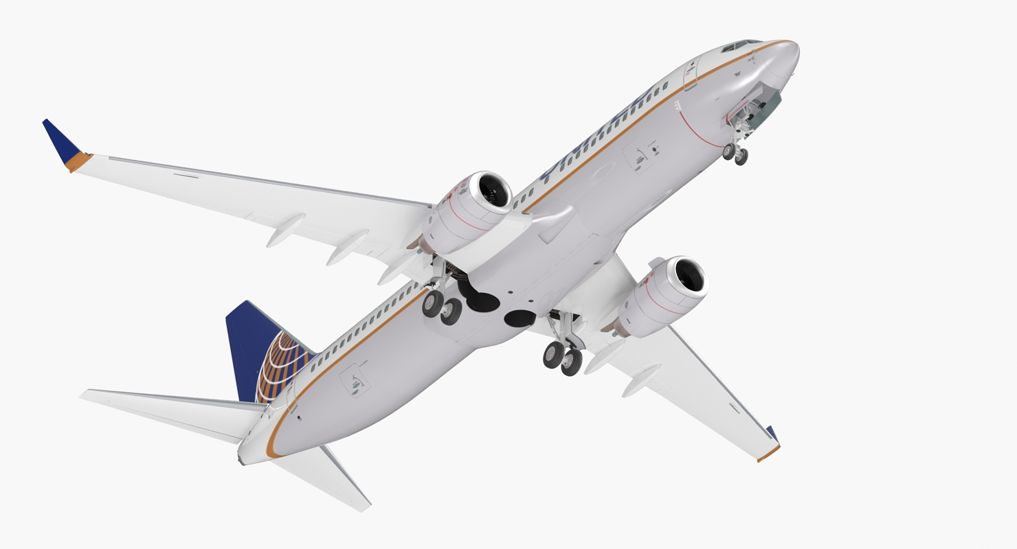 Boeing 737 800 United Airlines Rigged 3D