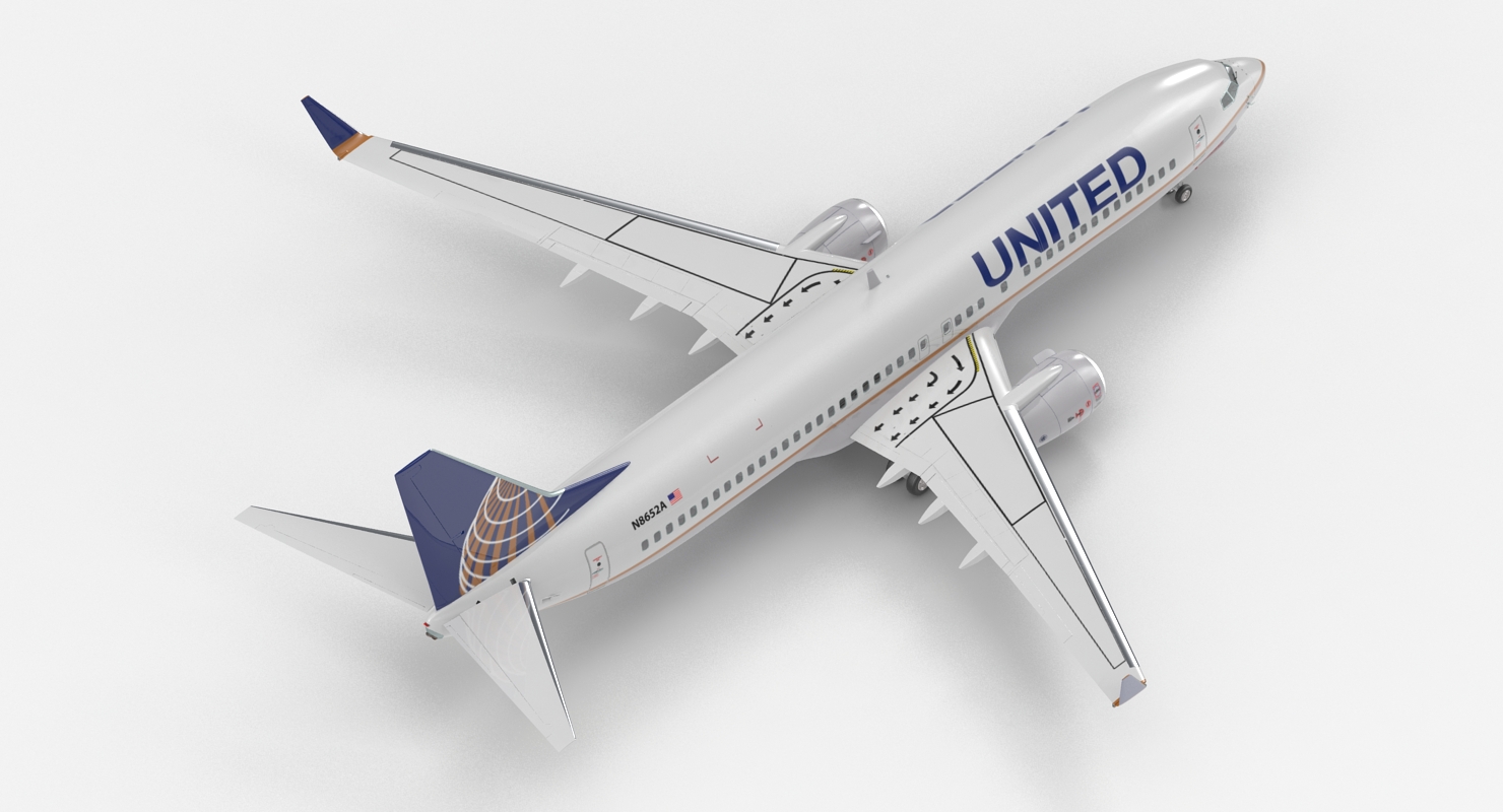 Boeing 737 800 United Airlines Rigged 3D