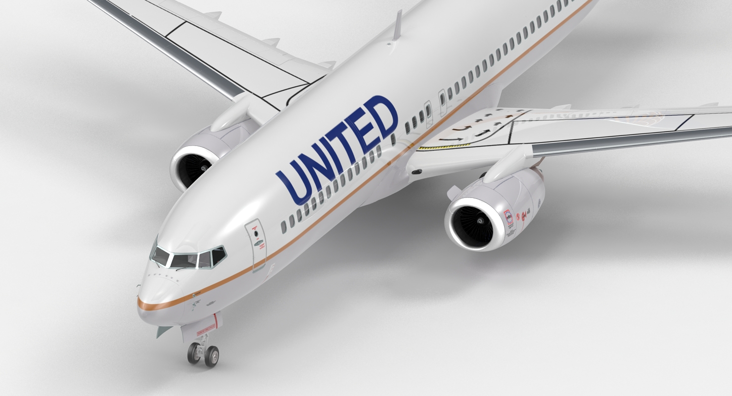 Boeing 737 800 United Airlines Rigged 3D