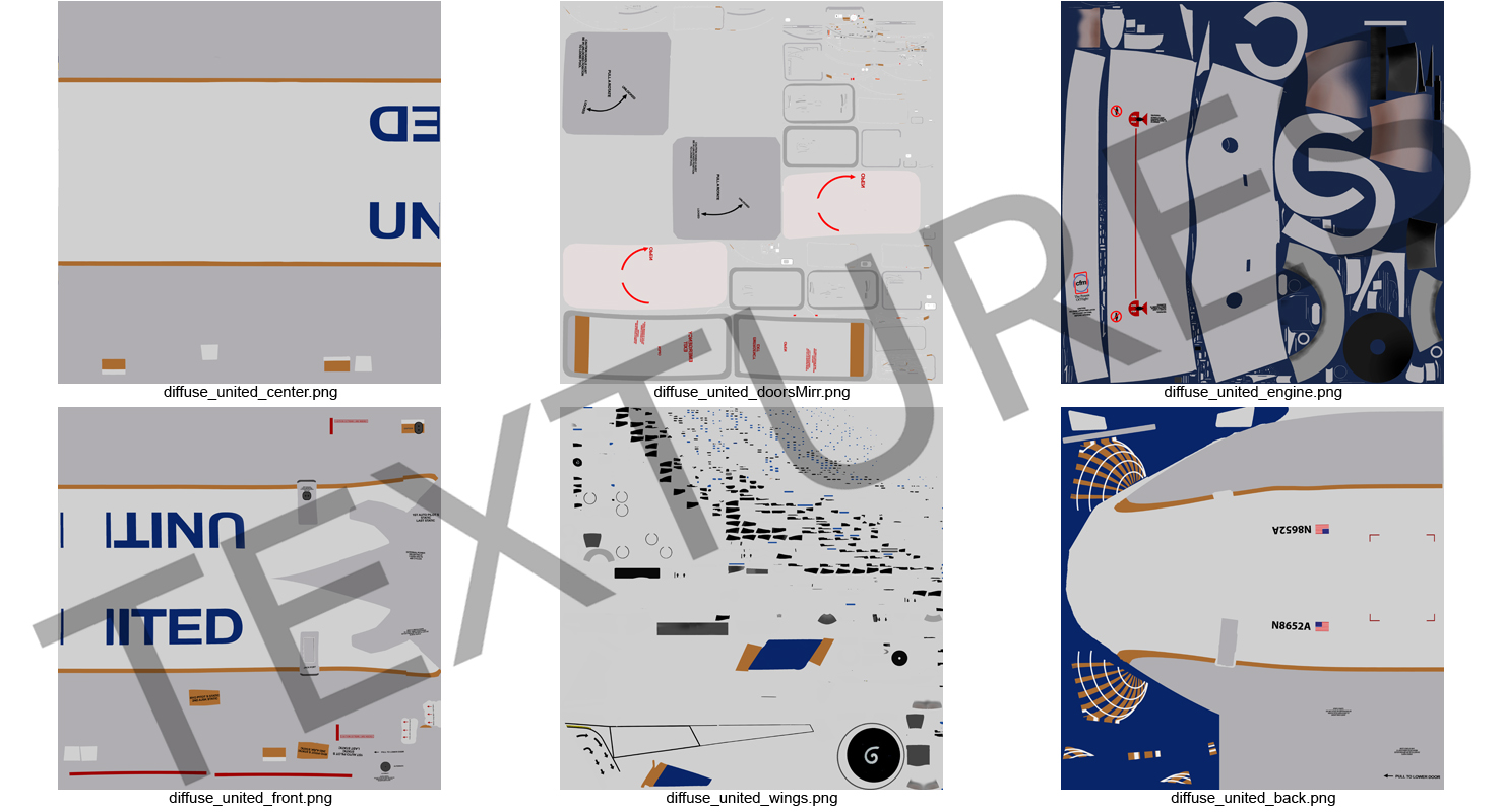 Boeing 737 800 United Airlines Rigged 3D