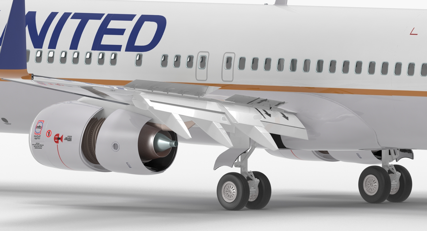 Boeing 737 800 United Airlines Rigged 3D