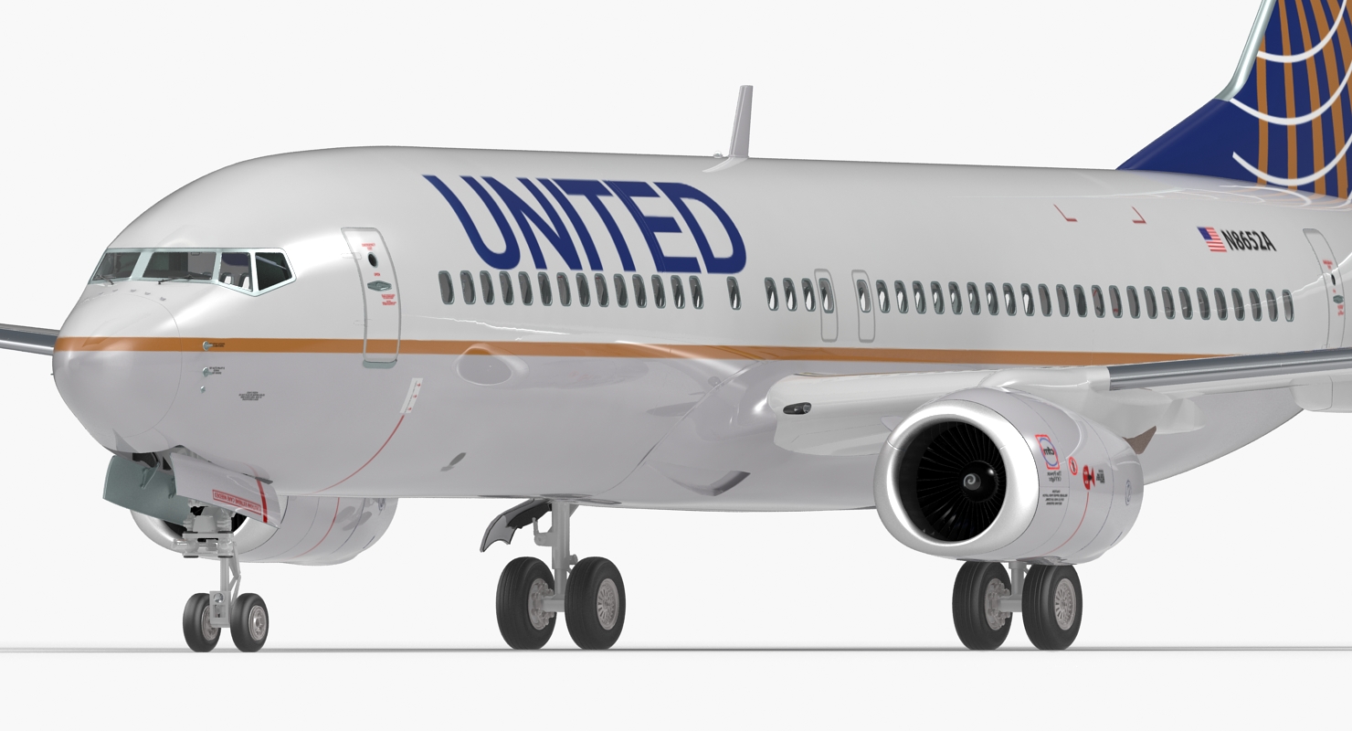 Boeing 737 800 United Airlines Rigged 3D
