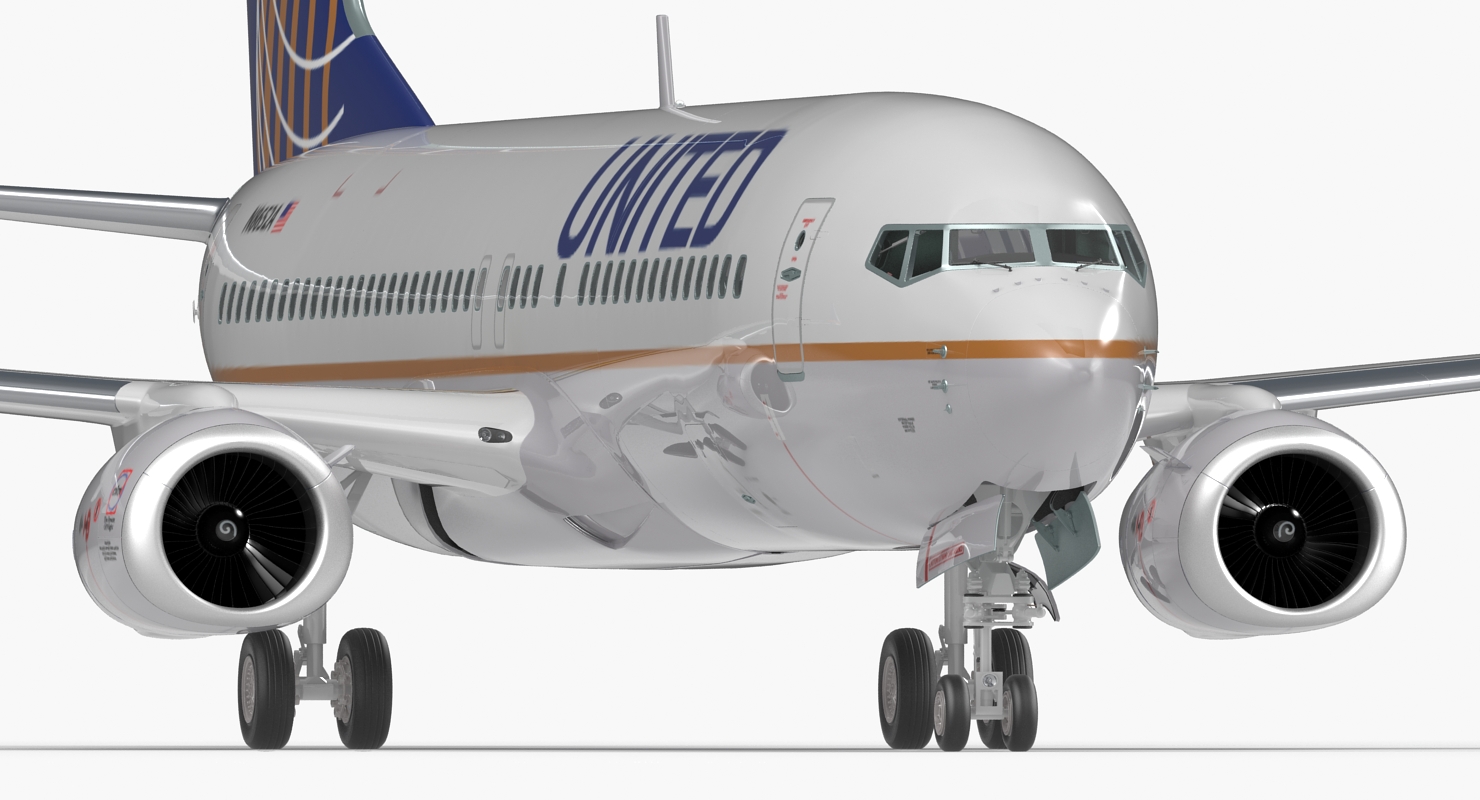 Boeing 737 800 United Airlines Rigged 3D