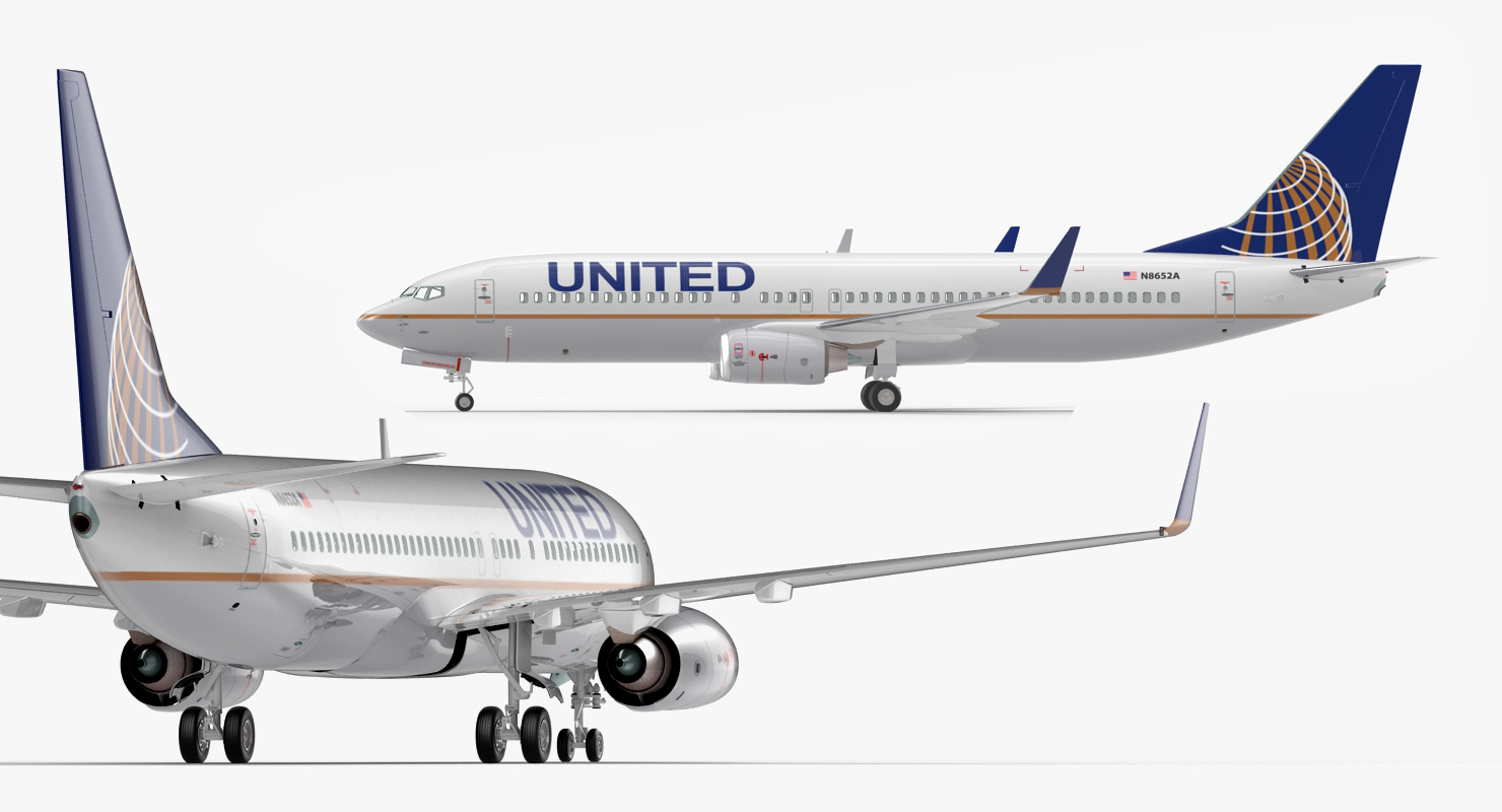 Boeing 737 800 United Airlines Rigged 3D