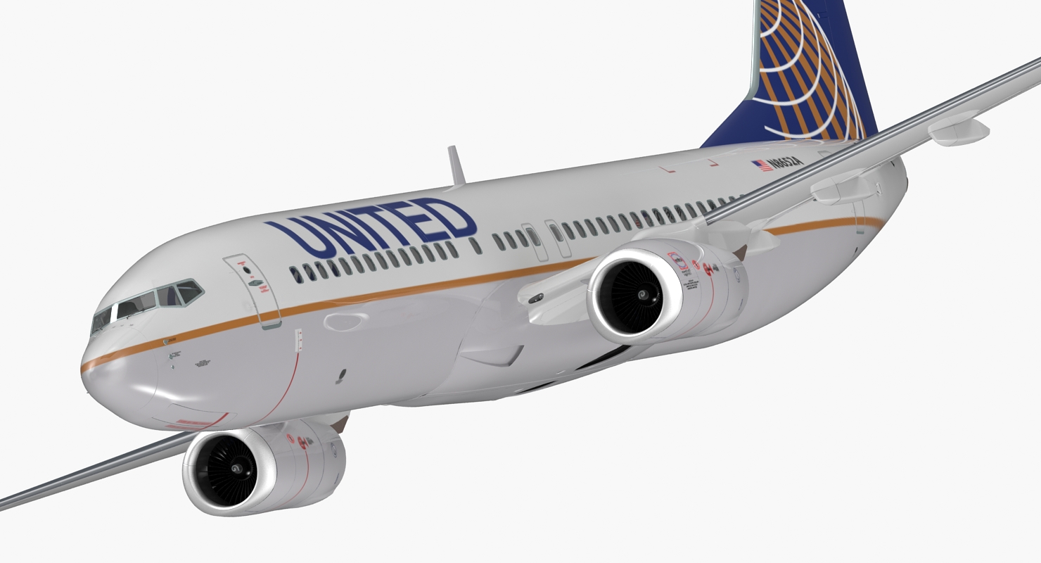 Boeing 737 800 United Airlines Rigged 3D