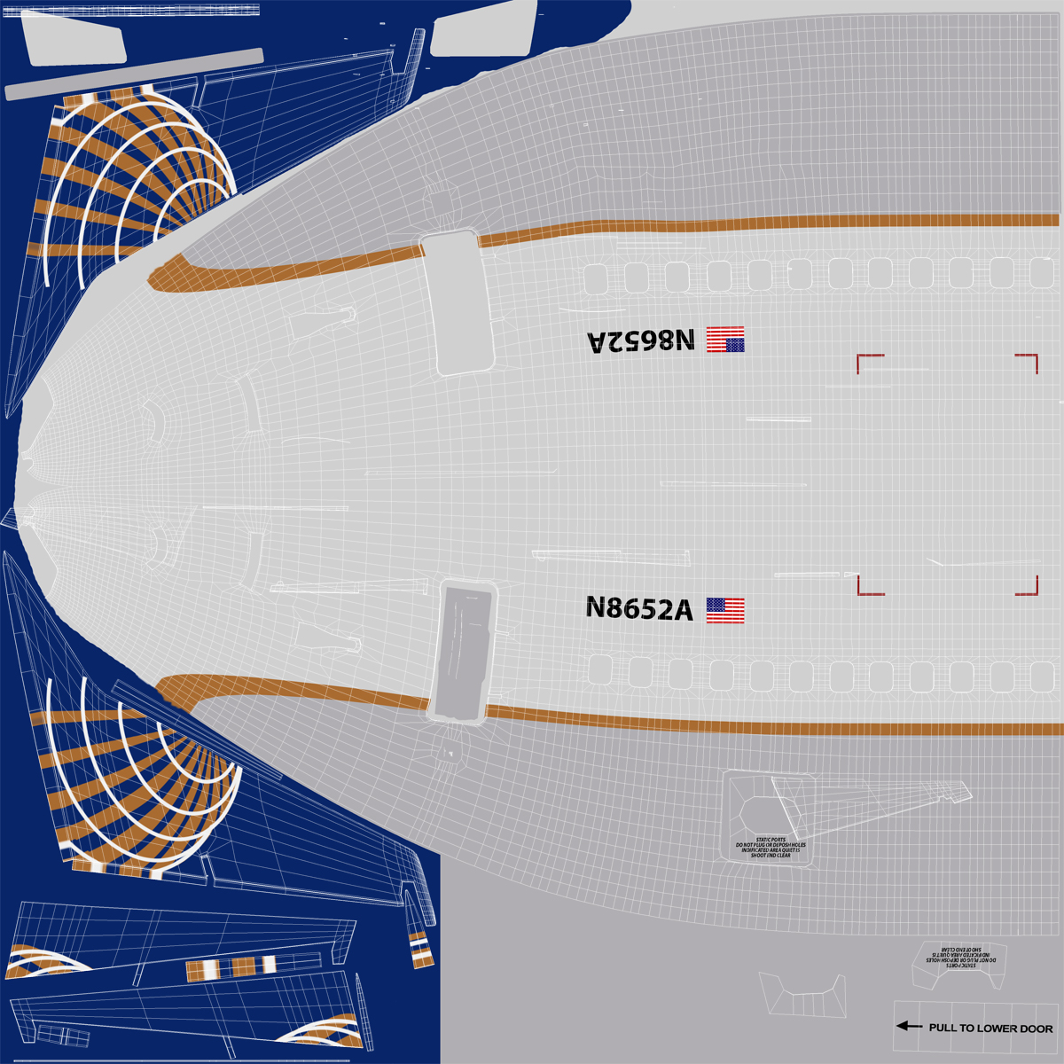 Boeing 737 800 United Airlines Rigged 3D