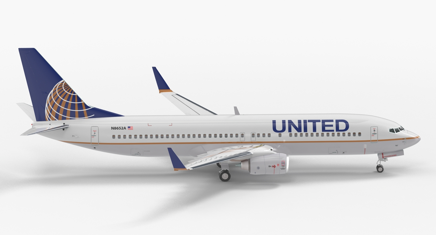Boeing 737 800 United Airlines Rigged 3D