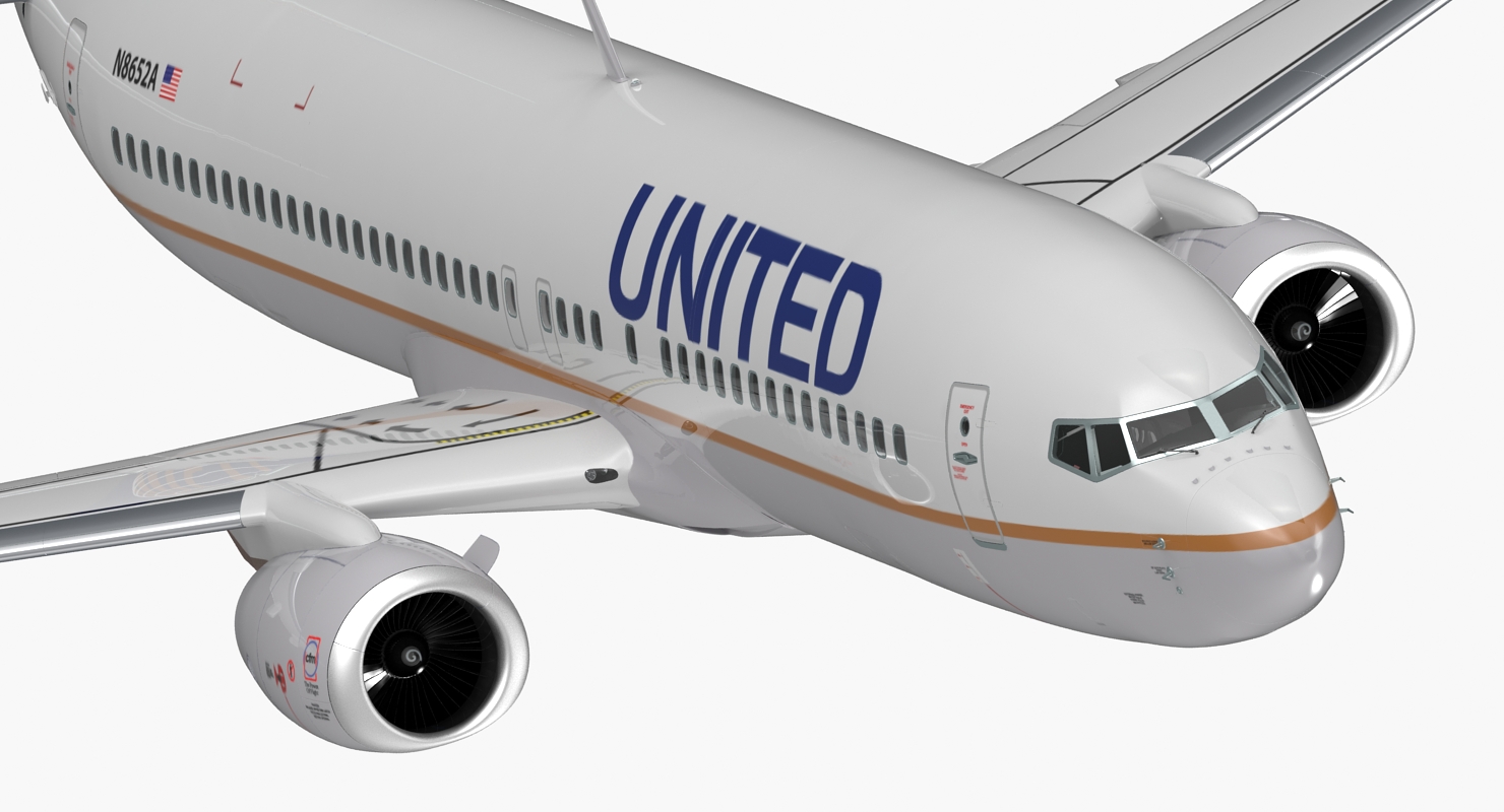 Boeing 737 800 United Airlines Rigged 3D