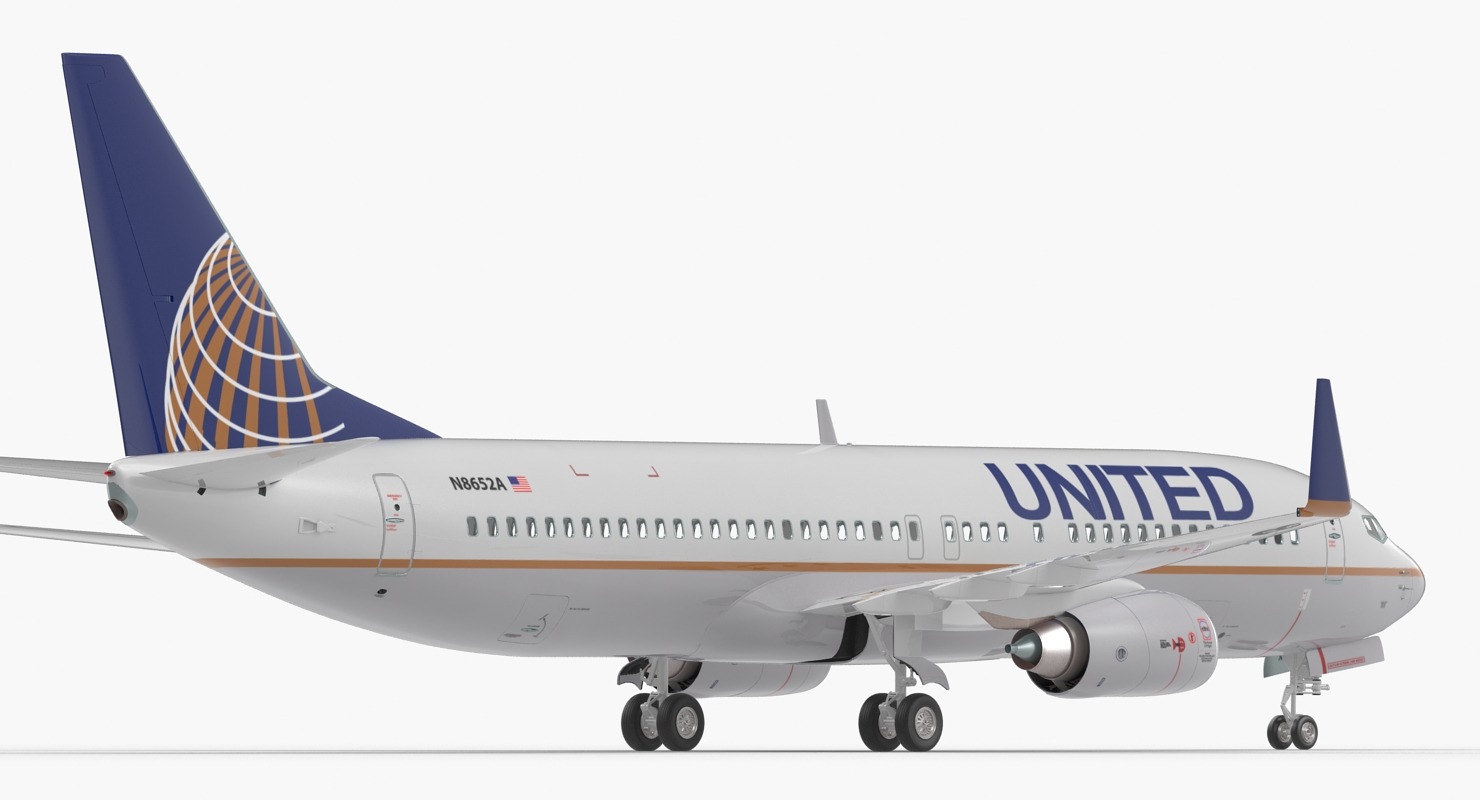 Boeing 737 800 United Airlines Rigged 3D