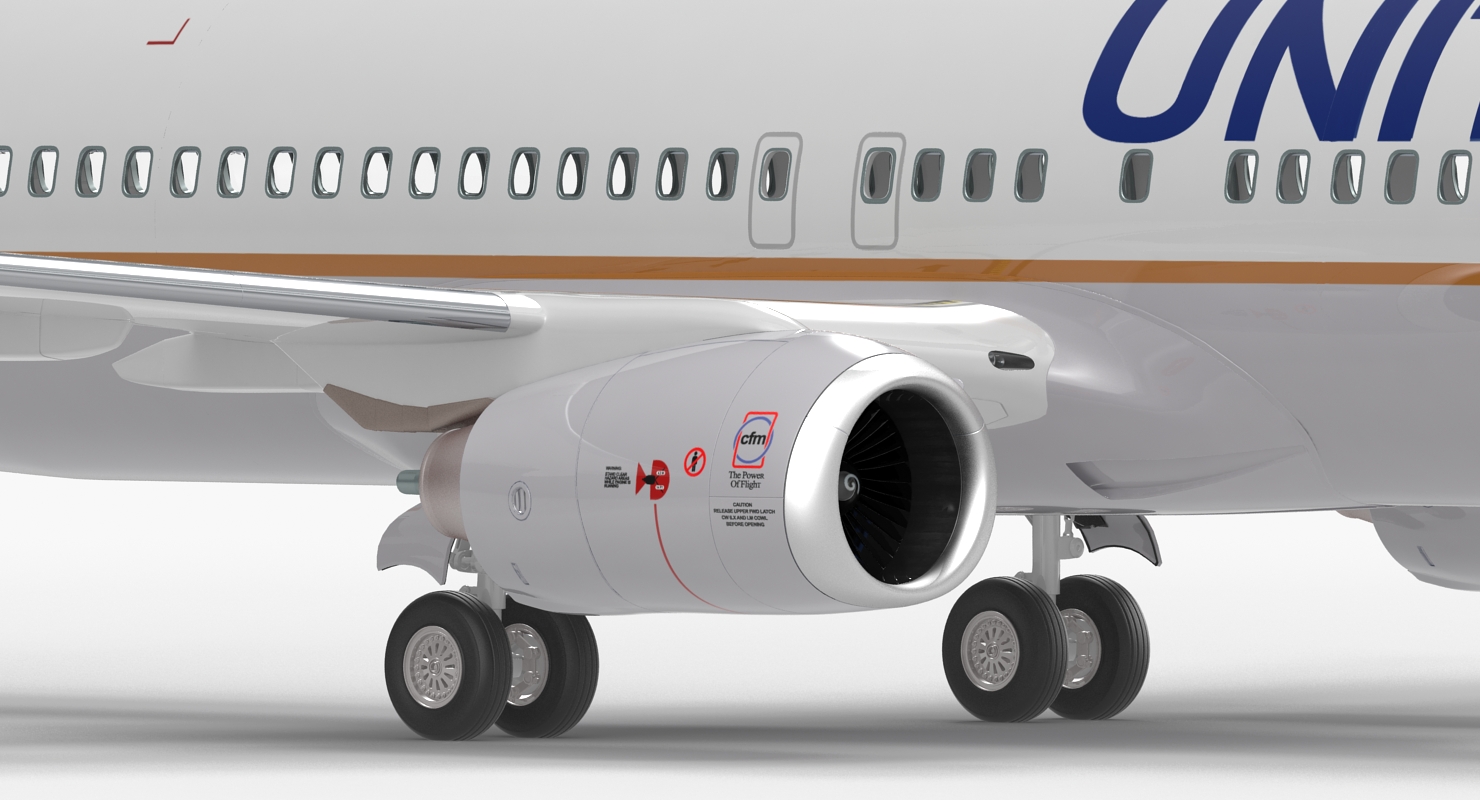 Boeing 737 800 United Airlines Rigged 3D