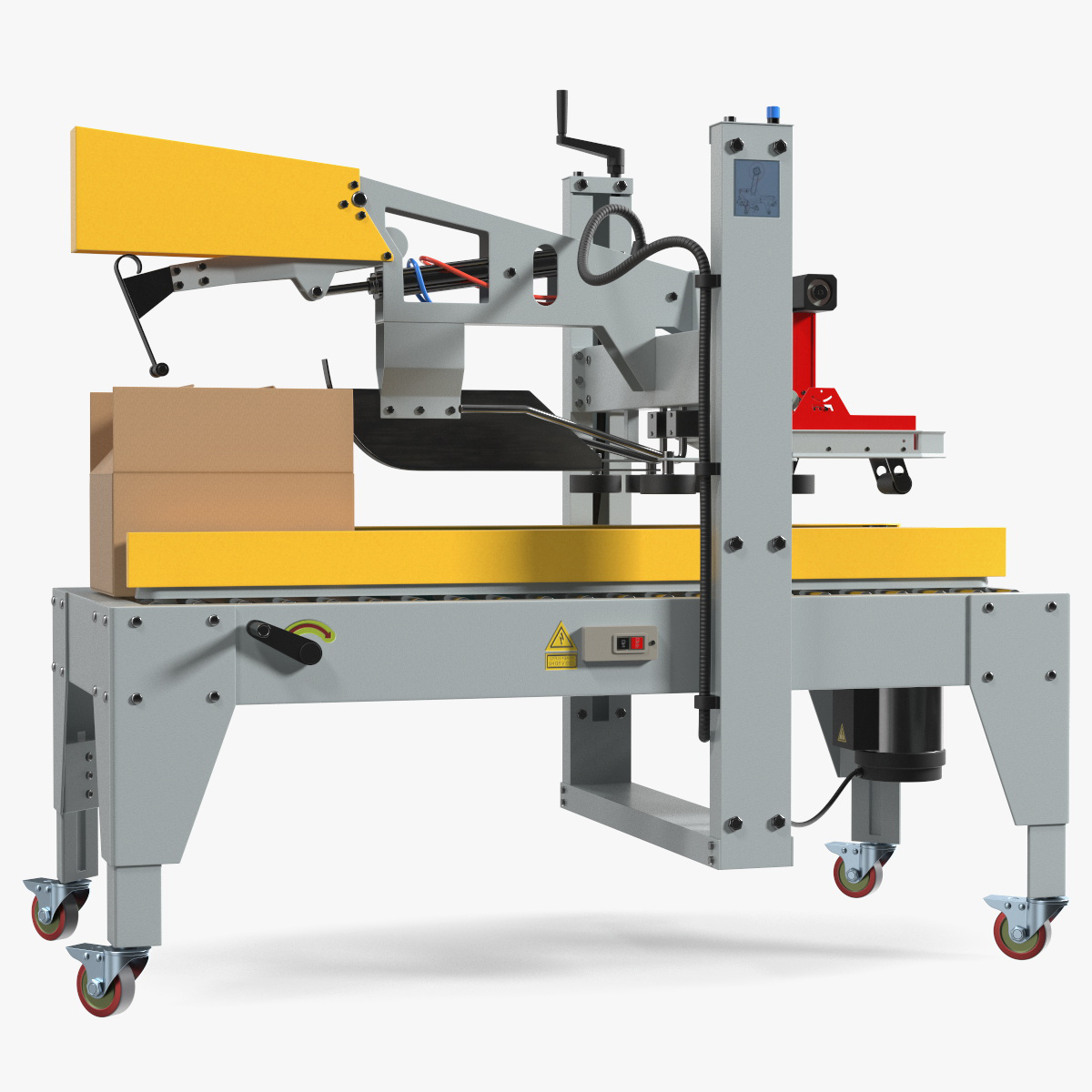 3D model Auto Carton Packing Machine Yellow Rigged for Cinema 4D