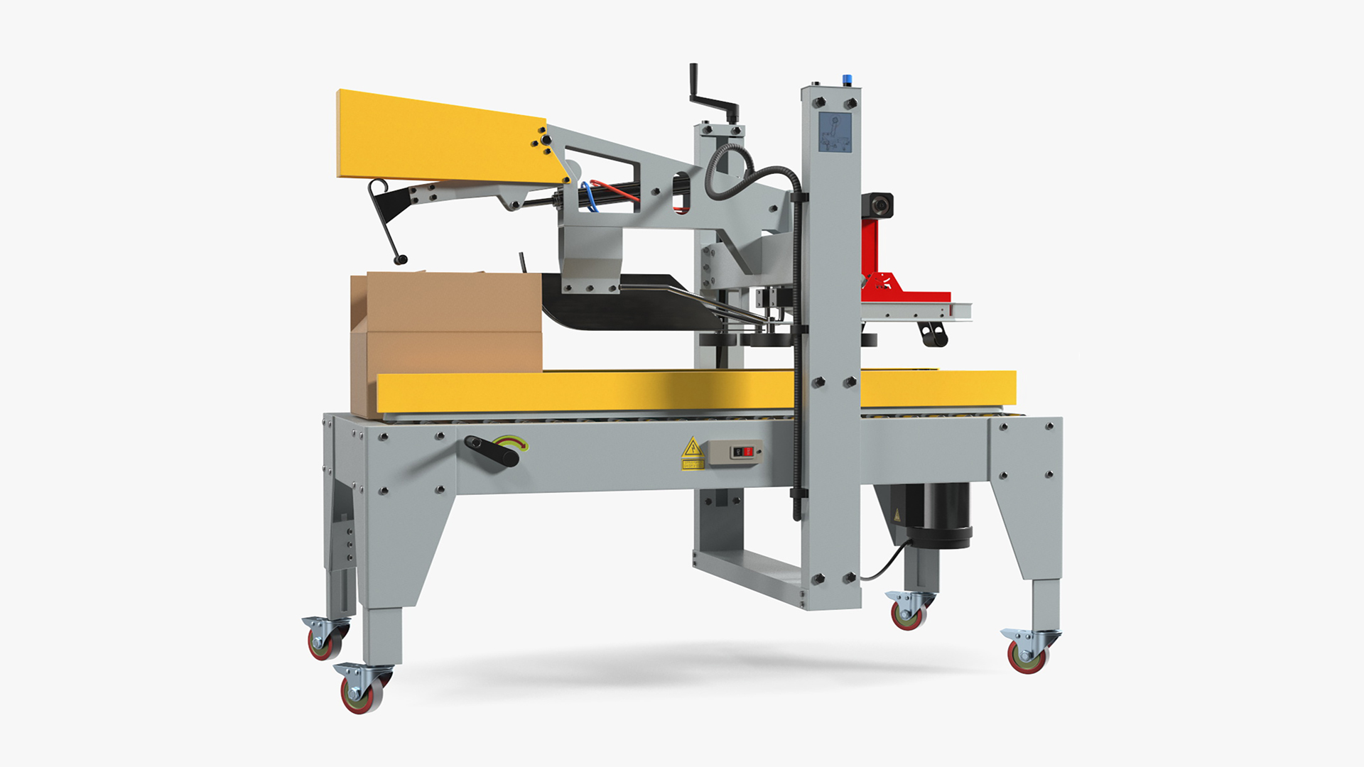 3D model Auto Carton Packing Machine Yellow Rigged for Cinema 4D