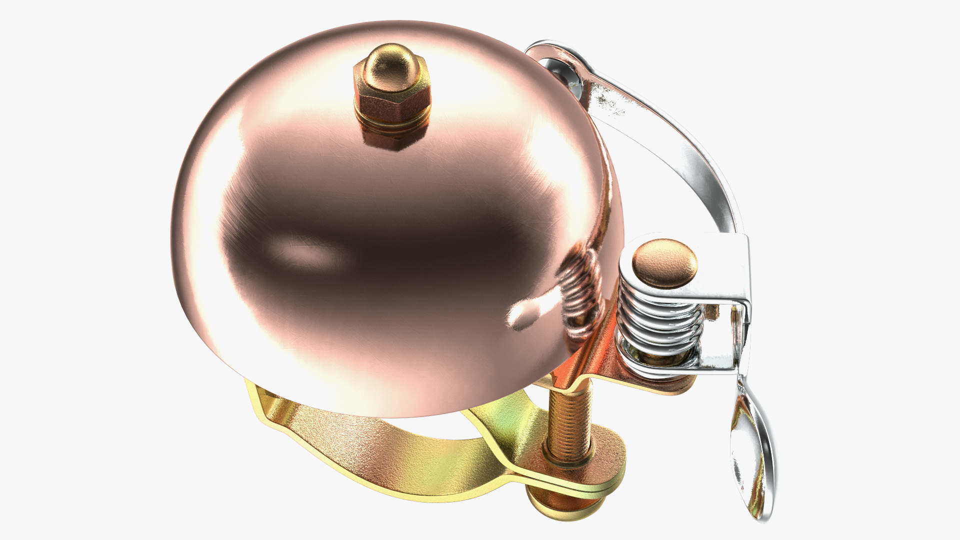 3D model Vintage Bike Bell with a Coil Spring Hammer Copper