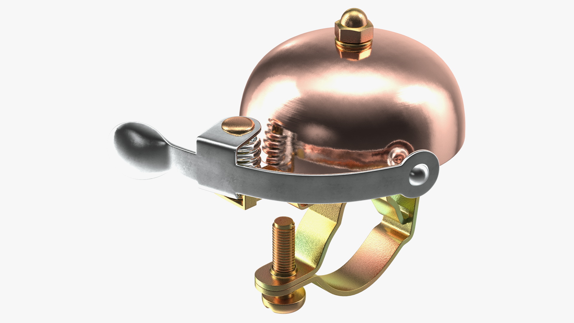 3D model Vintage Bike Bell with a Coil Spring Hammer Copper