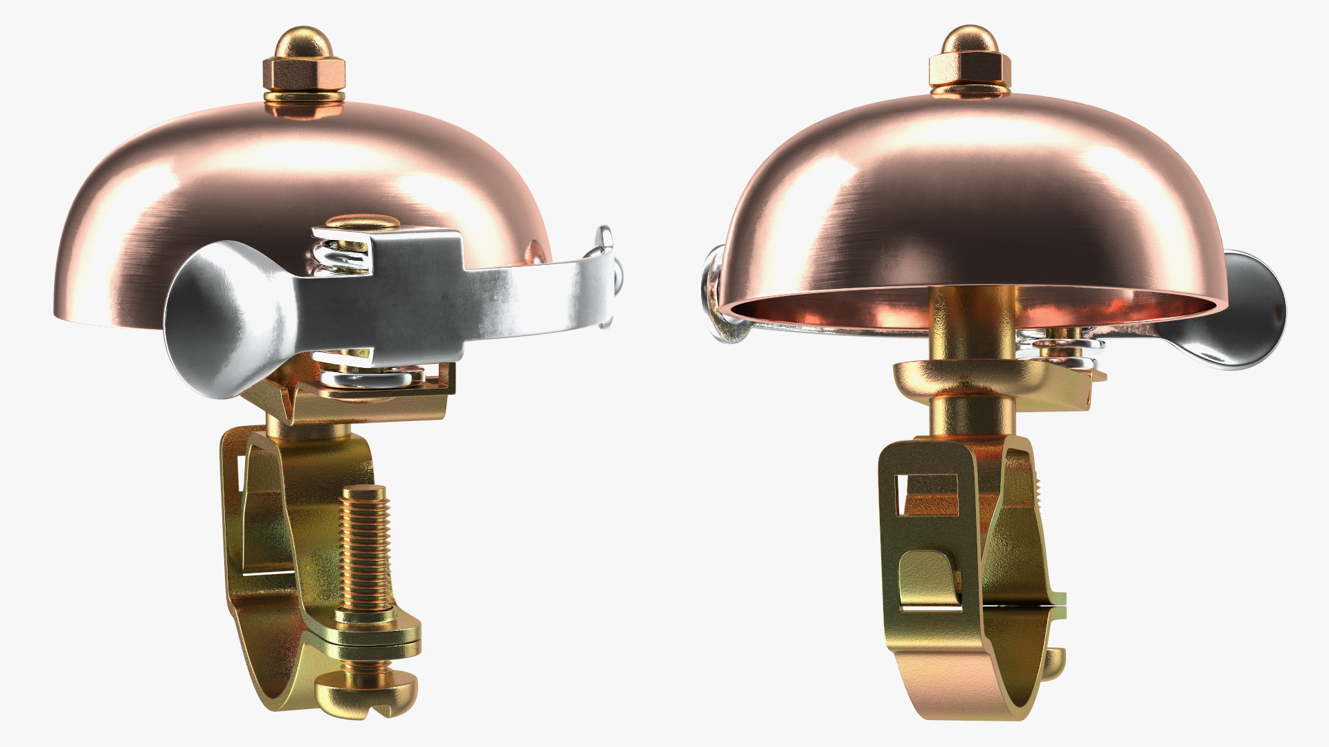 3D model Vintage Bike Bell with a Coil Spring Hammer Copper