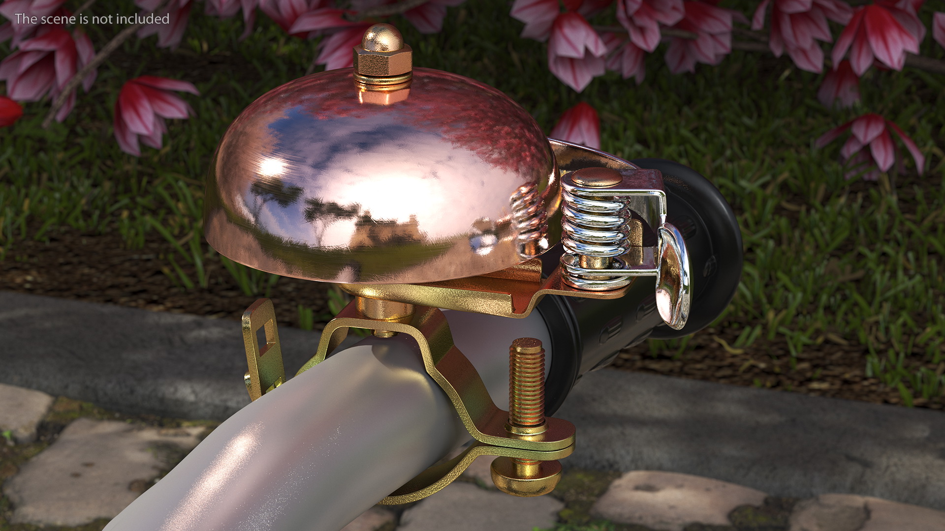 3D model Vintage Bike Bell with a Coil Spring Hammer Copper