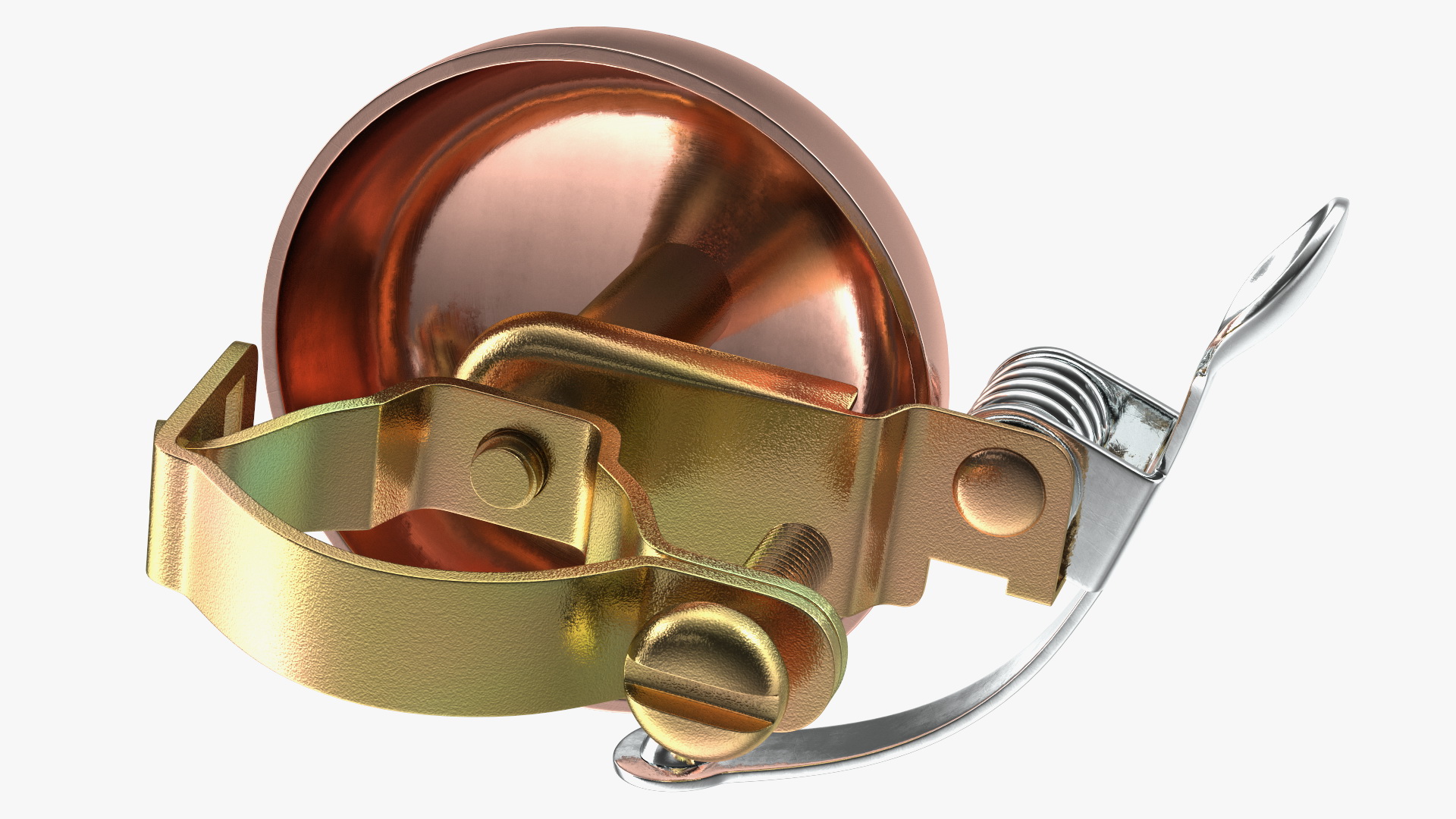 3D model Vintage Bike Bell with a Coil Spring Hammer Copper
