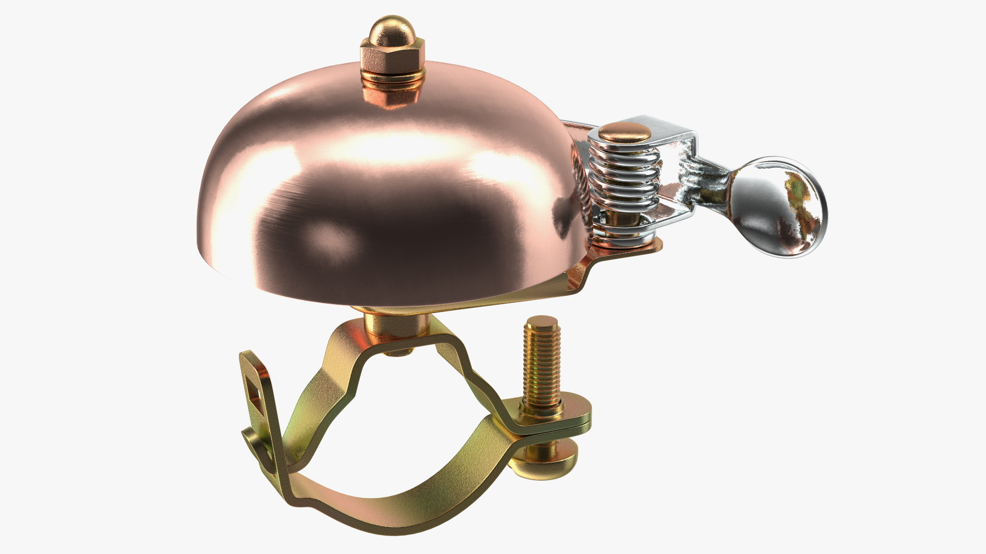 3D model Vintage Bike Bell with a Coil Spring Hammer Copper