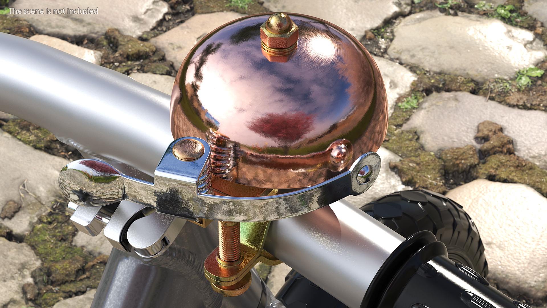 3D model Vintage Bike Bell with a Coil Spring Hammer Copper