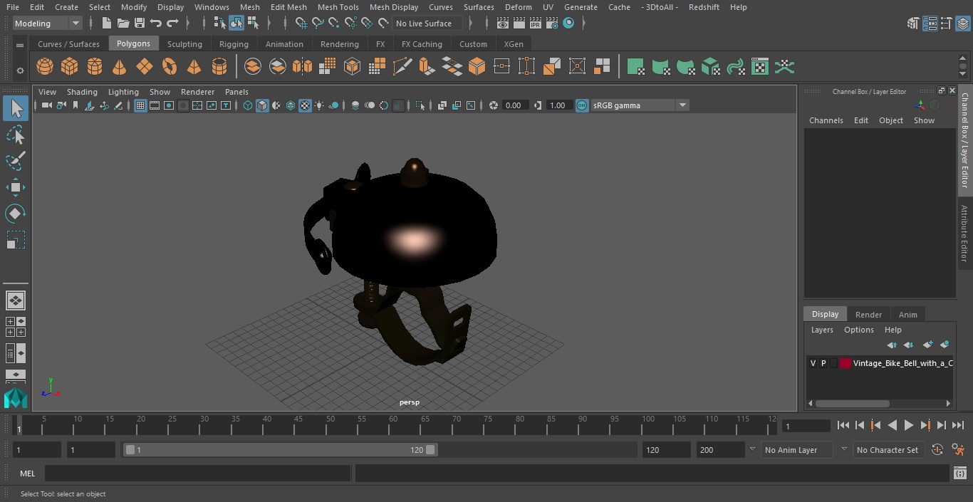 3D model Vintage Bike Bell with a Coil Spring Hammer Copper