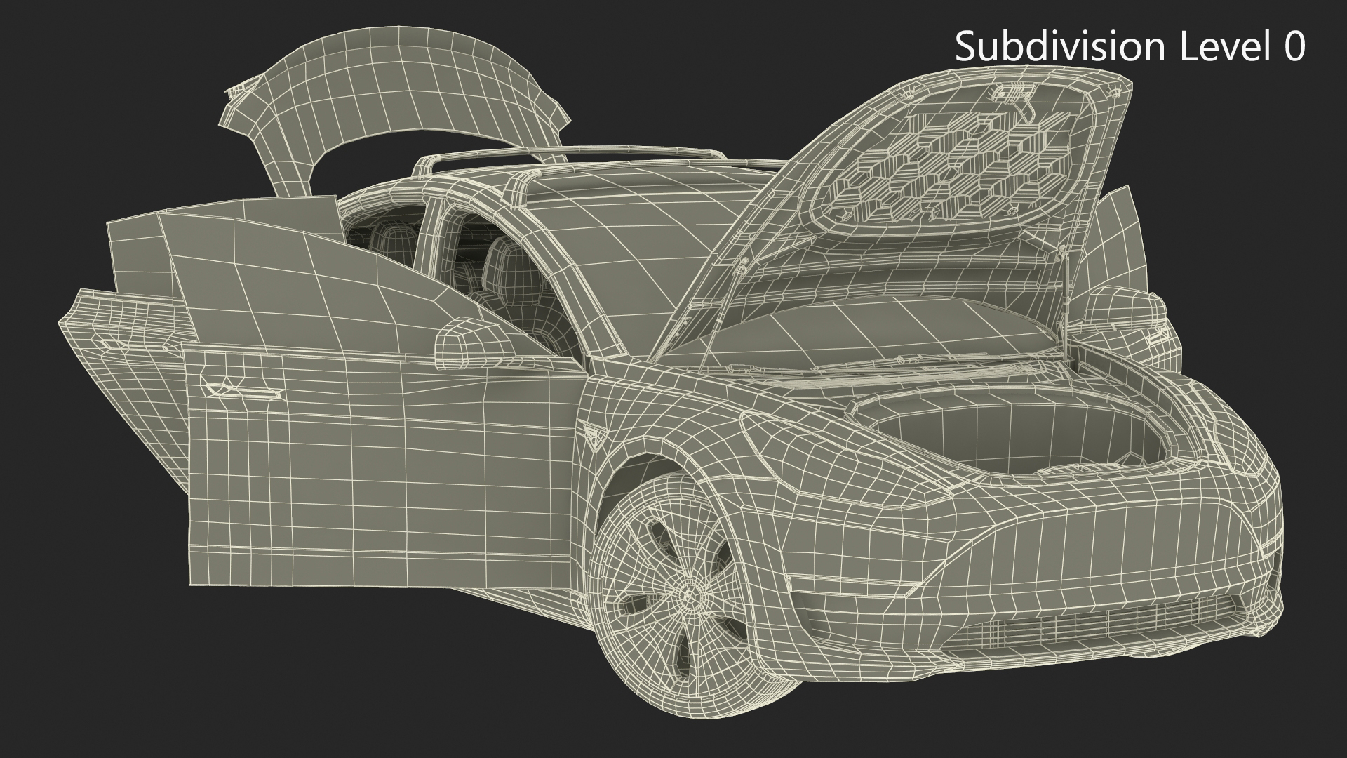 3D Tesla Model 3 with Wheel and Roof Accessories Rigged for Maya