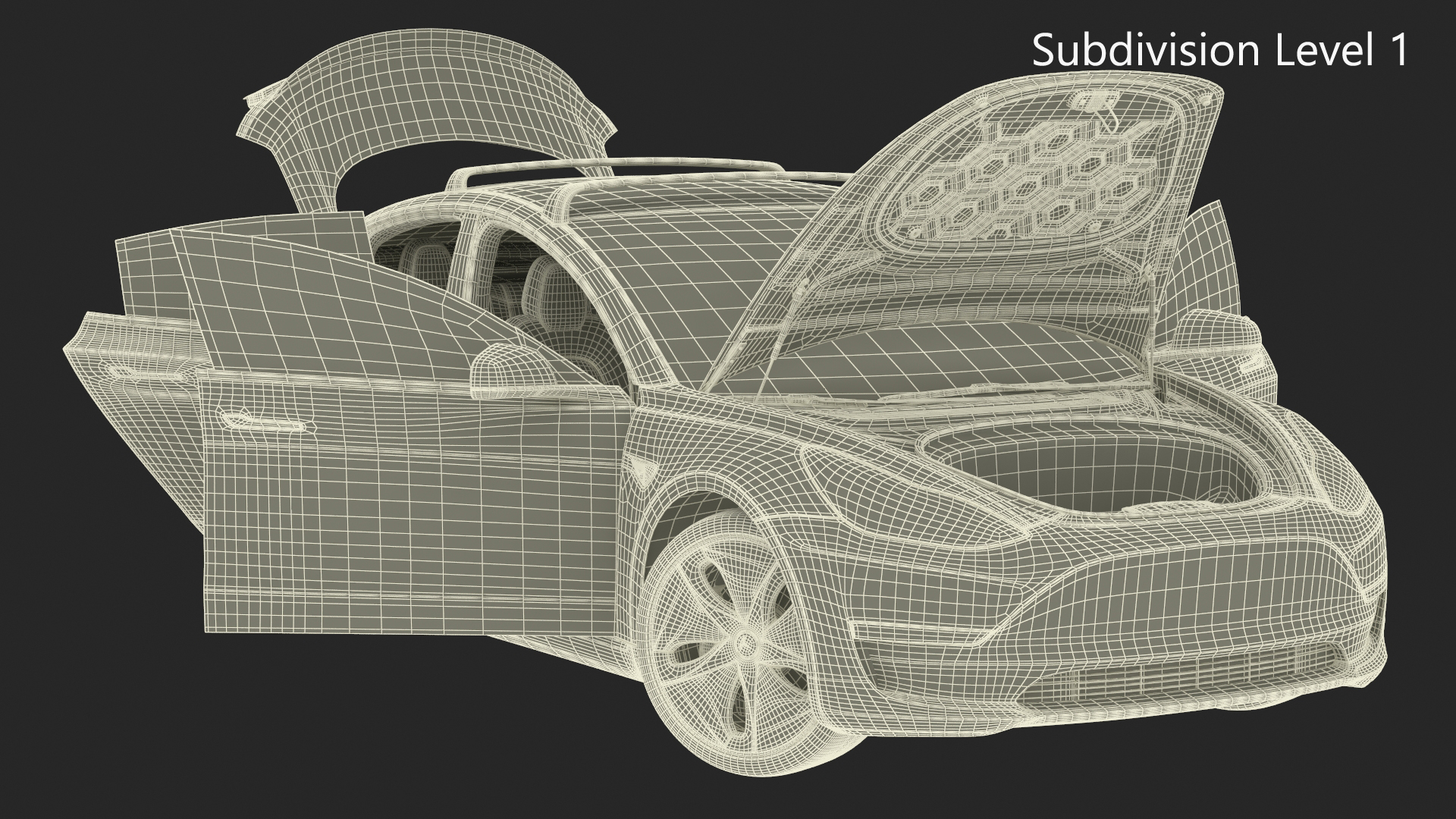 3D Tesla Model 3 with Wheel and Roof Accessories Rigged for Maya