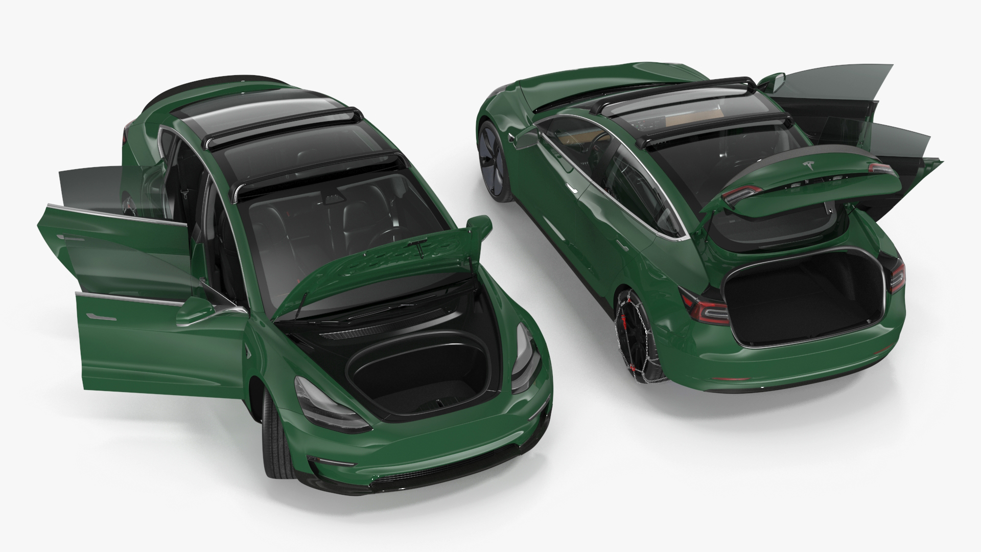 3D Tesla Model 3 with Wheel and Roof Accessories Rigged for Maya