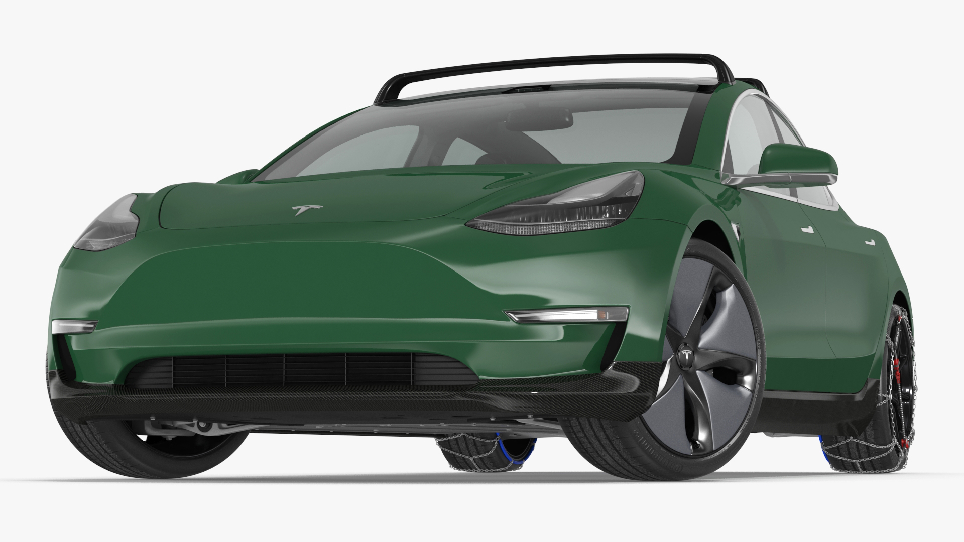 3D Tesla Model 3 with Wheel and Roof Accessories Rigged for Maya