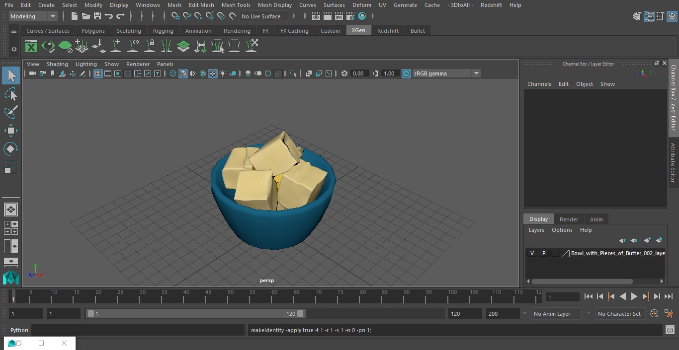 3D Bowl with Pieces of Butter