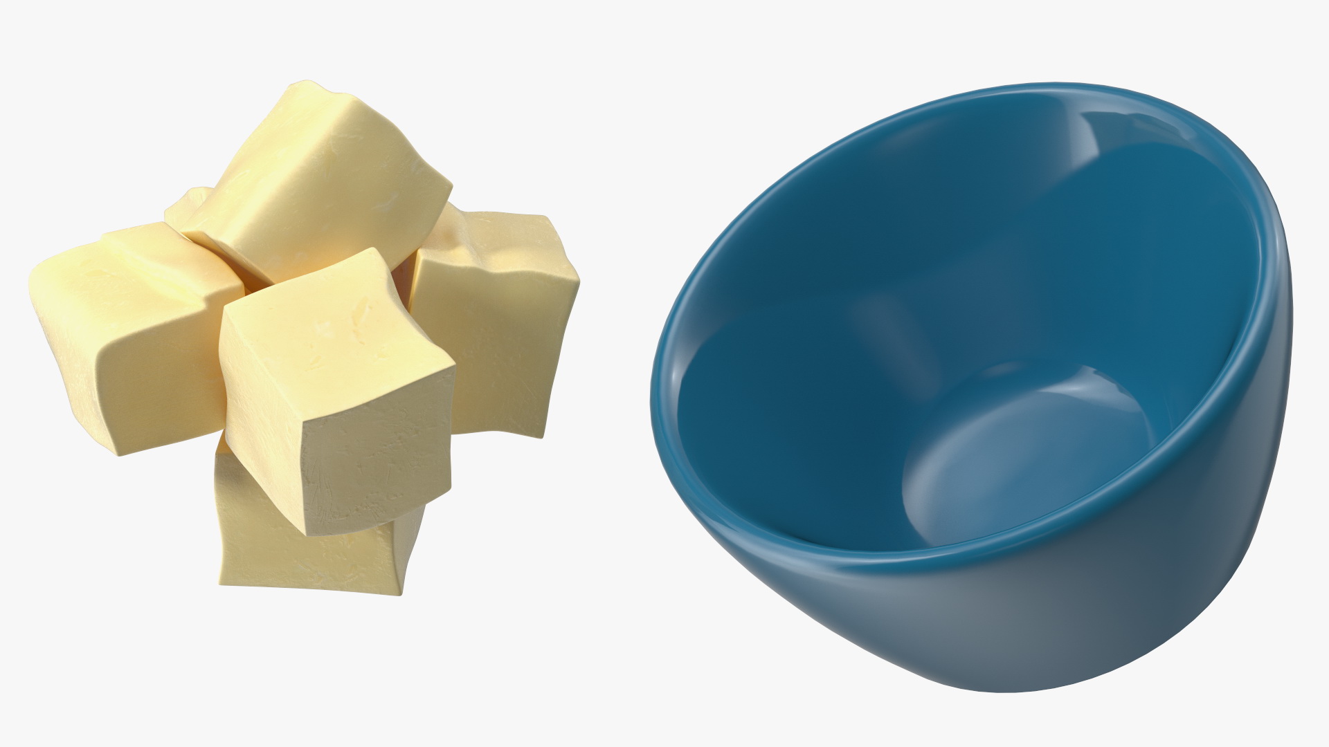 3D Bowl with Pieces of Butter