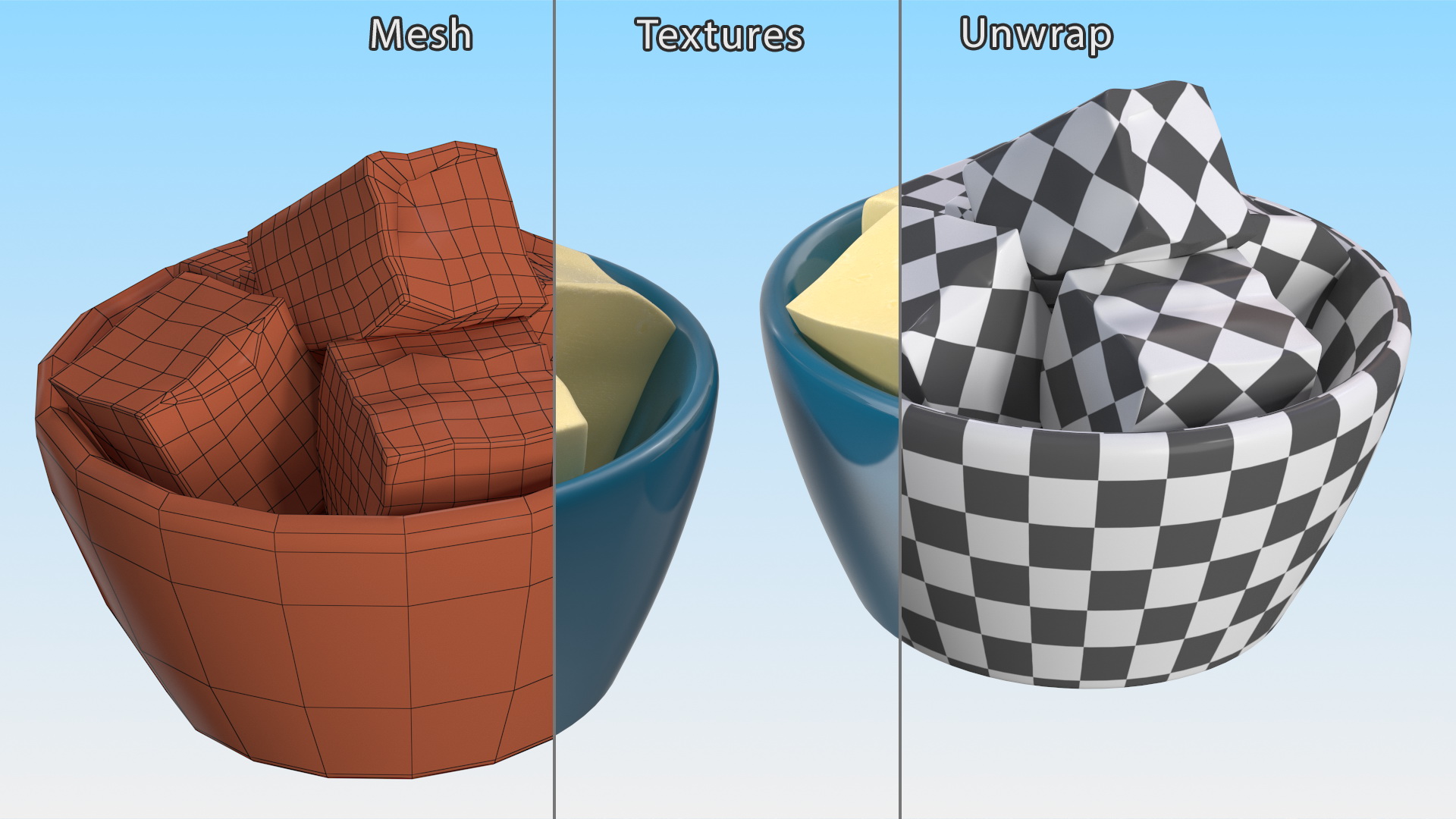 3D Bowl with Pieces of Butter