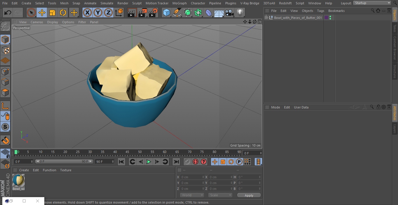 3D Bowl with Pieces of Butter