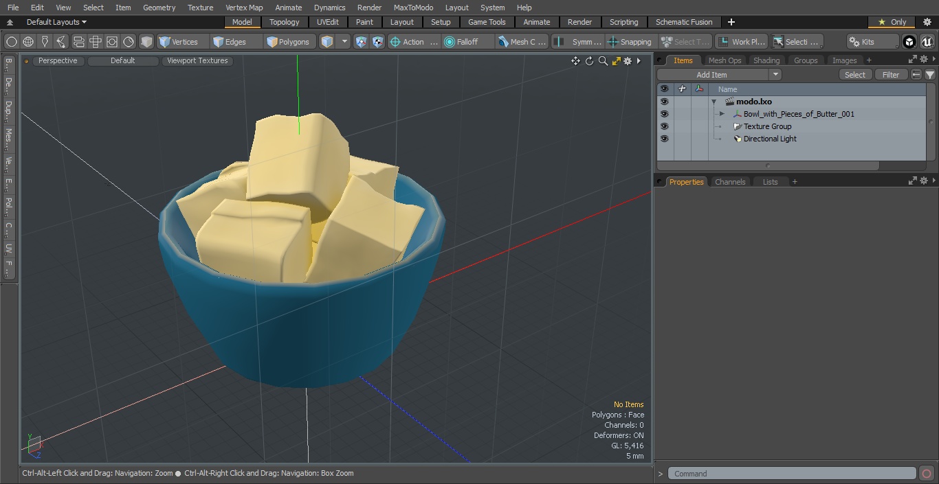 3D Bowl with Pieces of Butter
