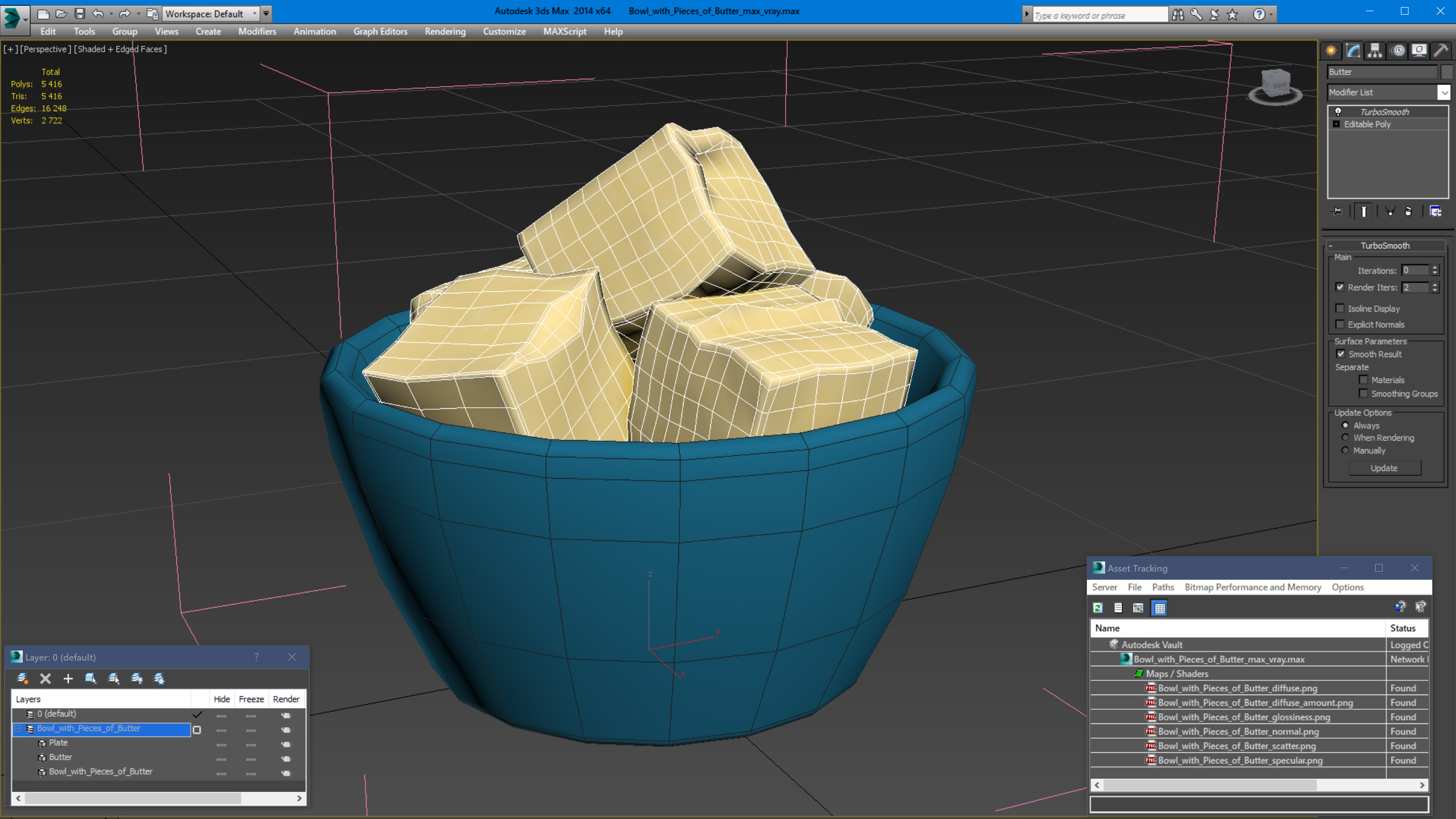 3D Bowl with Pieces of Butter