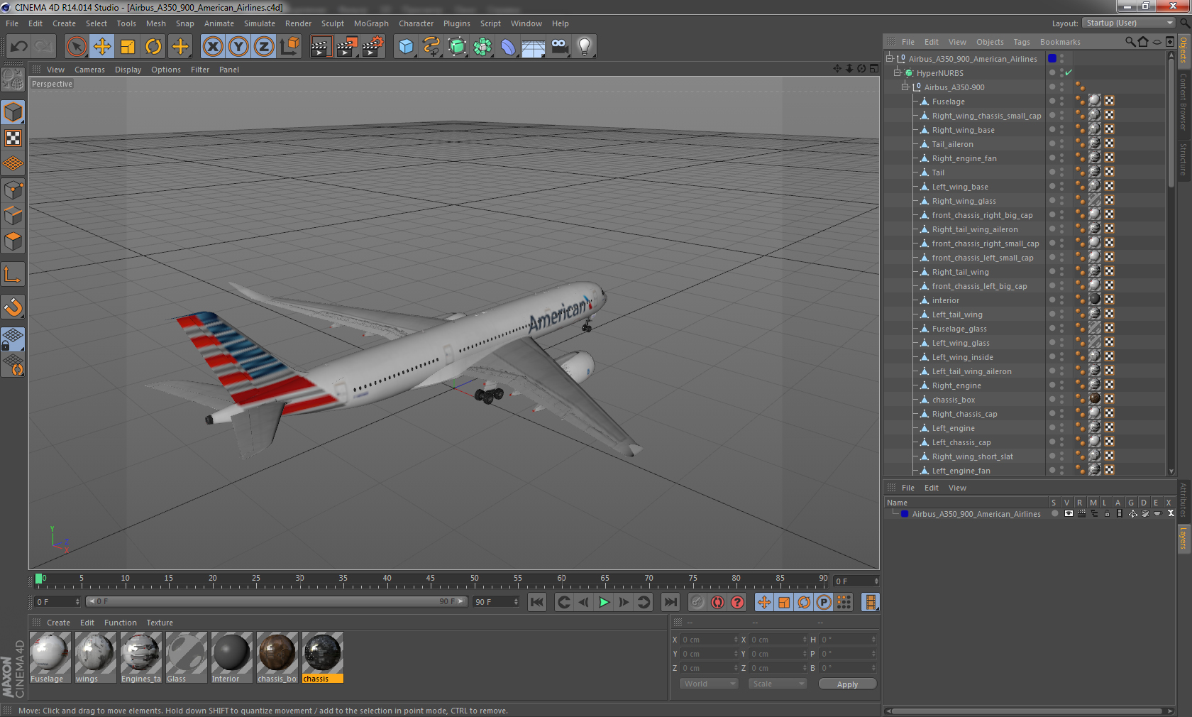 3D Airbus A350 900 American Airlines model