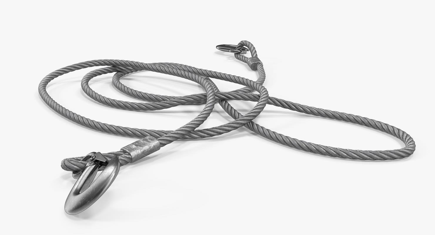 3D Vehicle Steel Wire Tow Rope with Hooks model