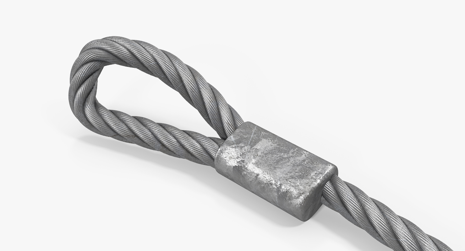3D Vehicle Steel Wire Tow Rope with Hooks model