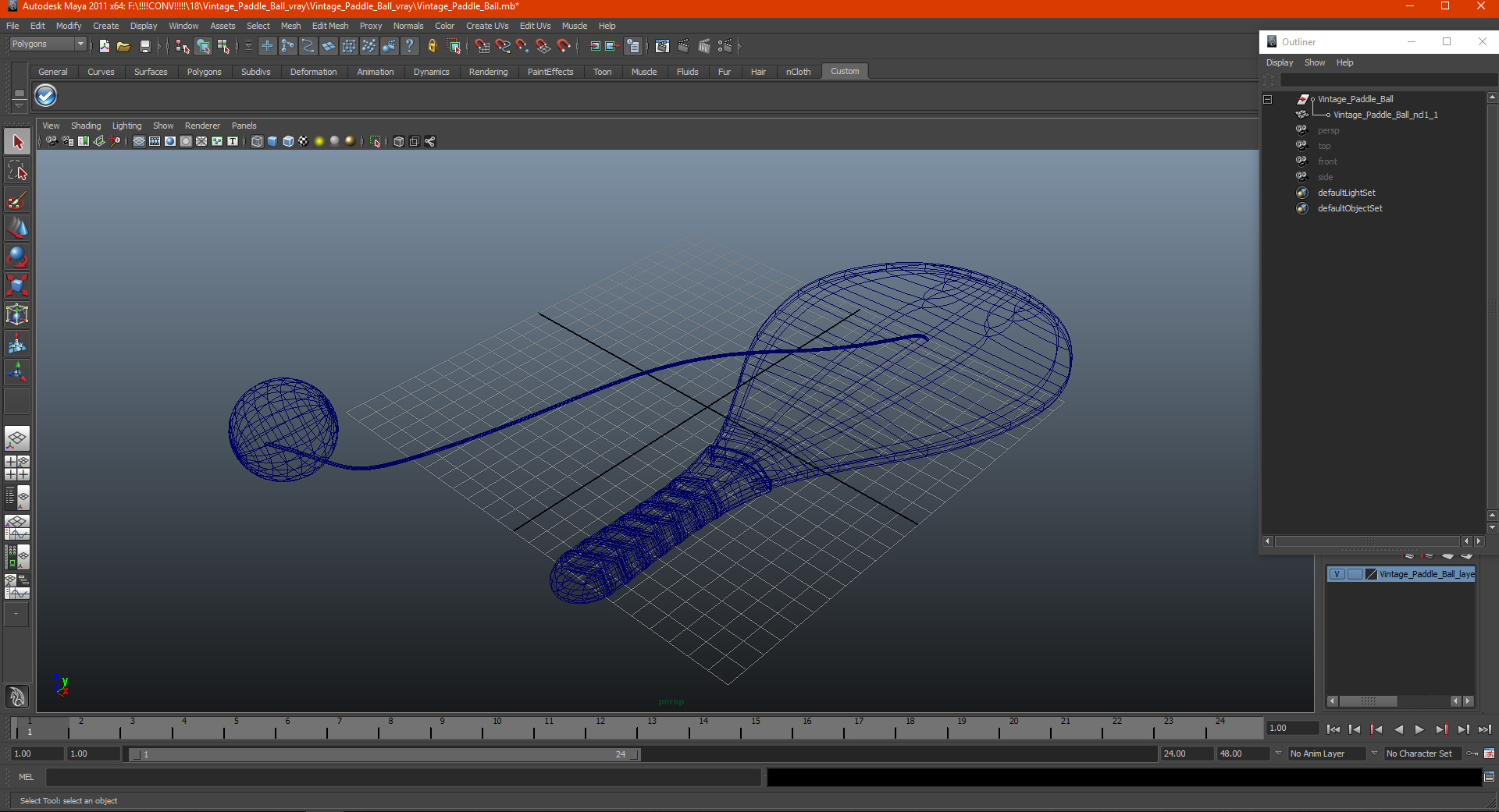 Vintage Paddle Ball 3D model