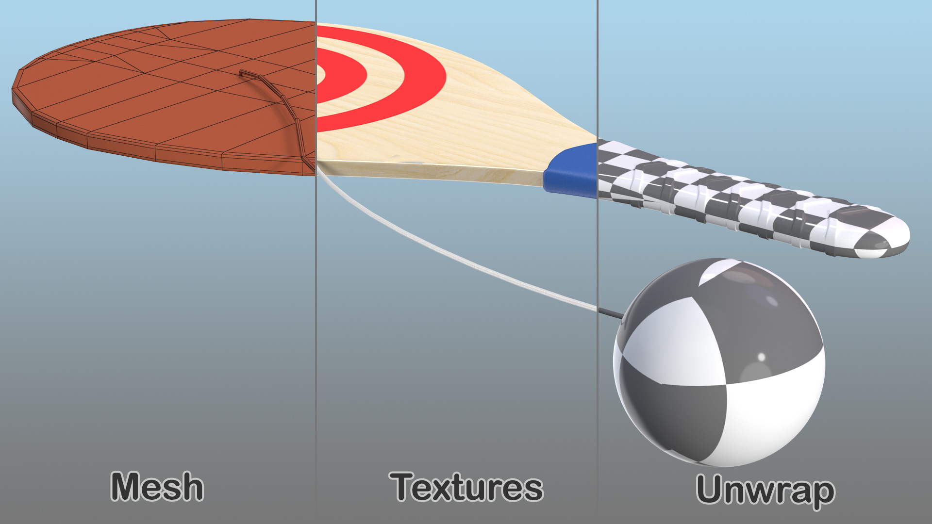 Vintage Paddle Ball 3D model