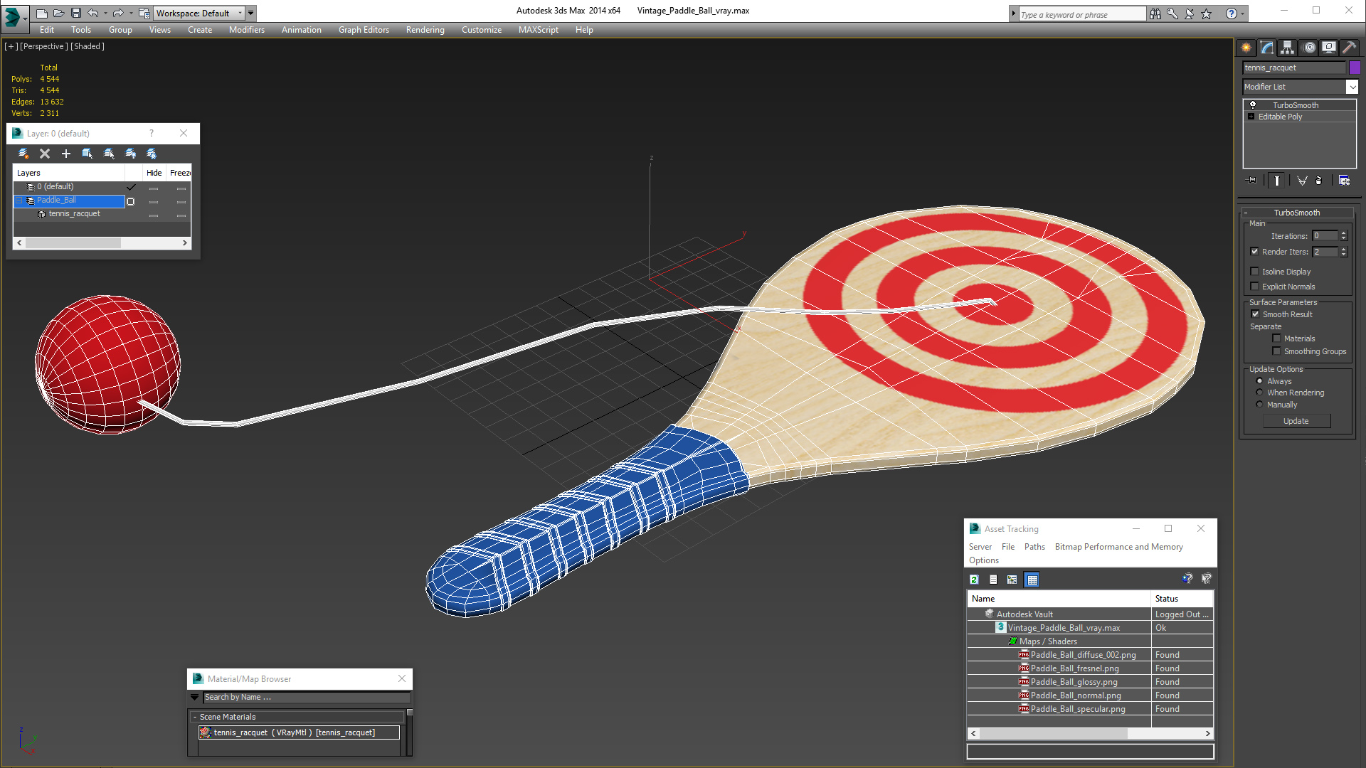 Vintage Paddle Ball 3D model