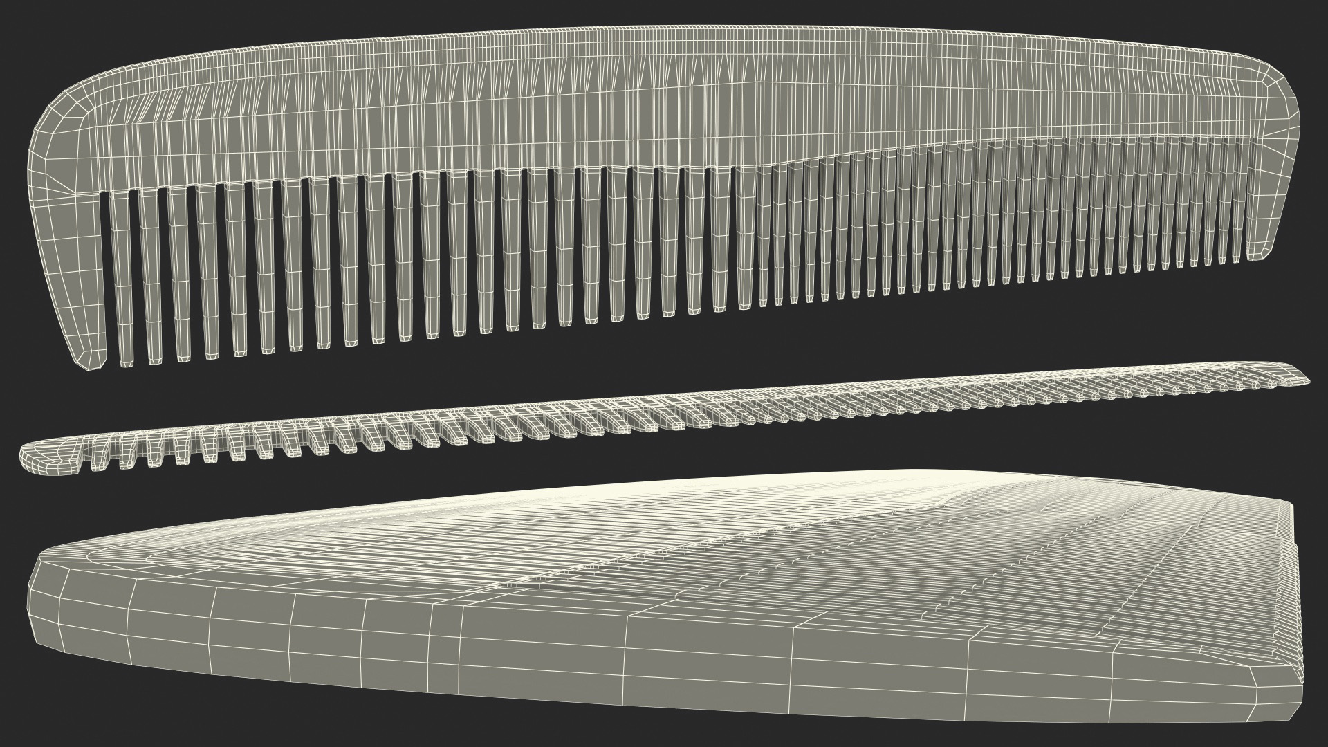Pocket Comb Black 3D